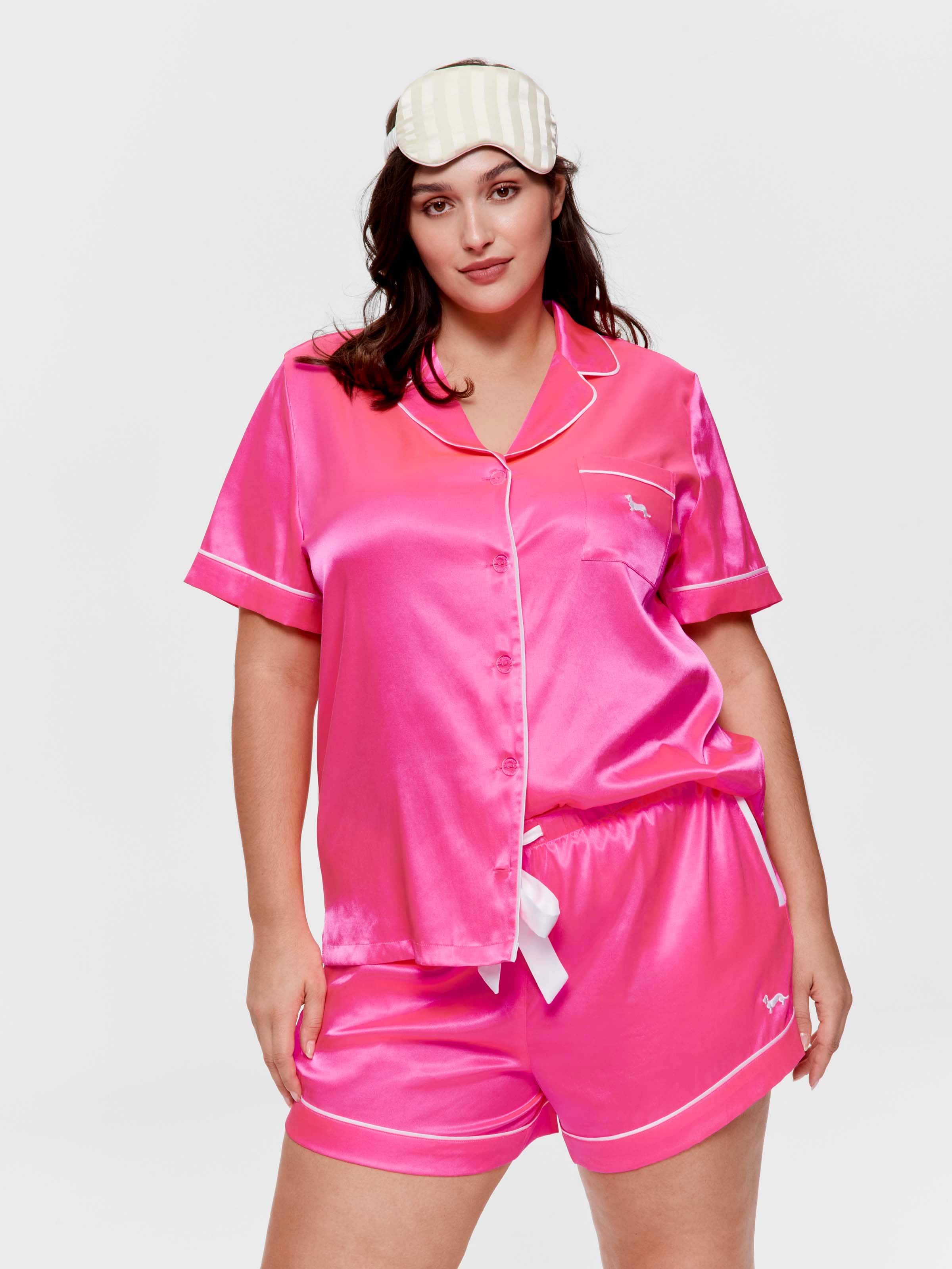 P.A. Plus Fluro Pink Chic Satin Mini Short