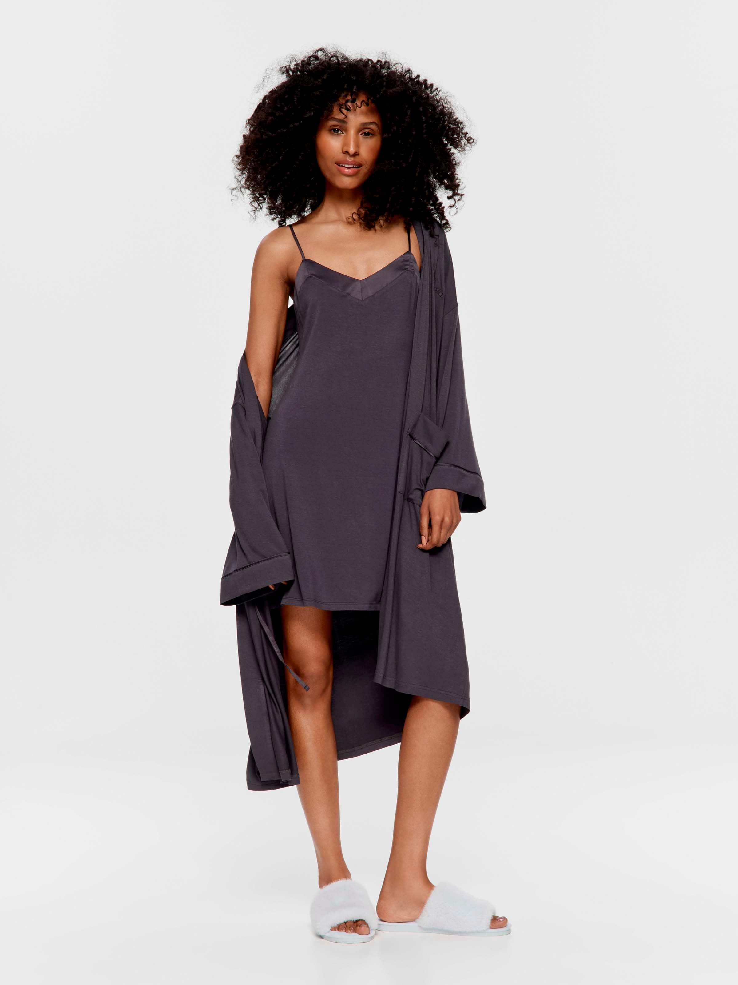 Charcoal Bamboo Jersey Slip Nightie