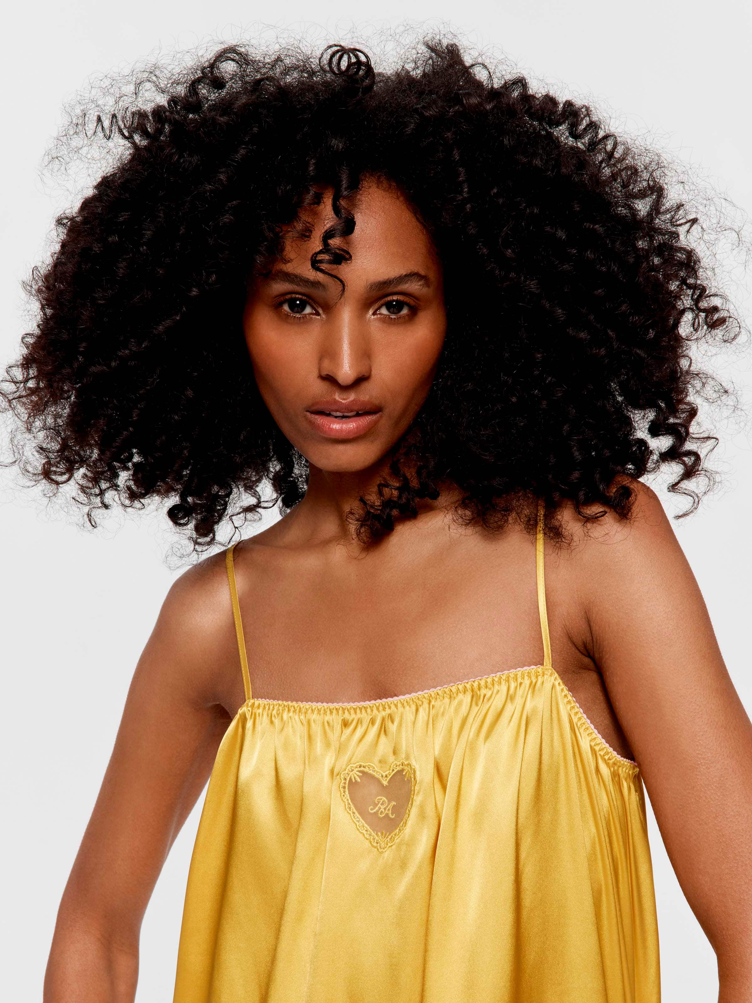 Yellow Satin Fashion Slip Nightie