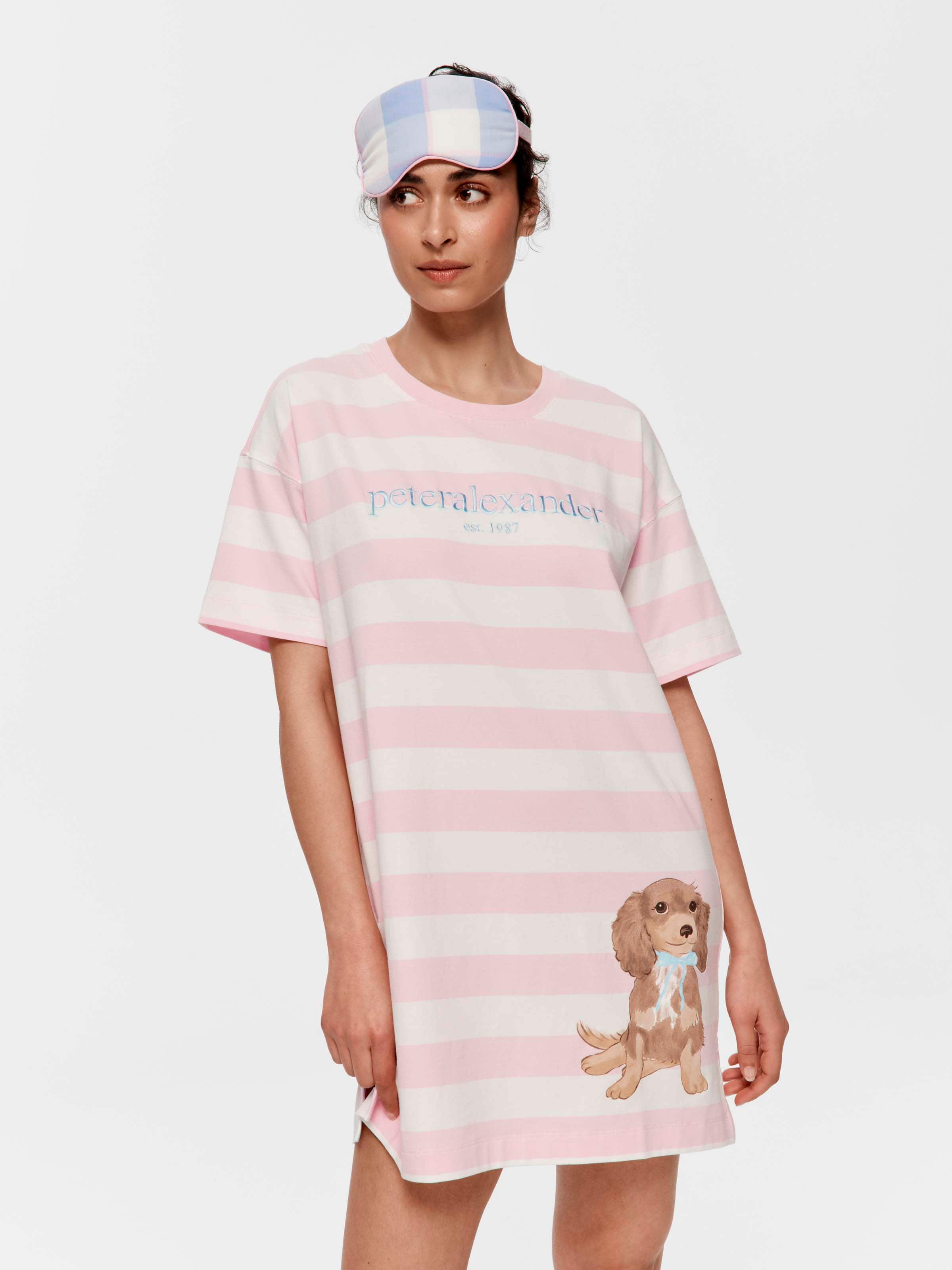 Pink Heritage Stripe Puppy Sleep Tee