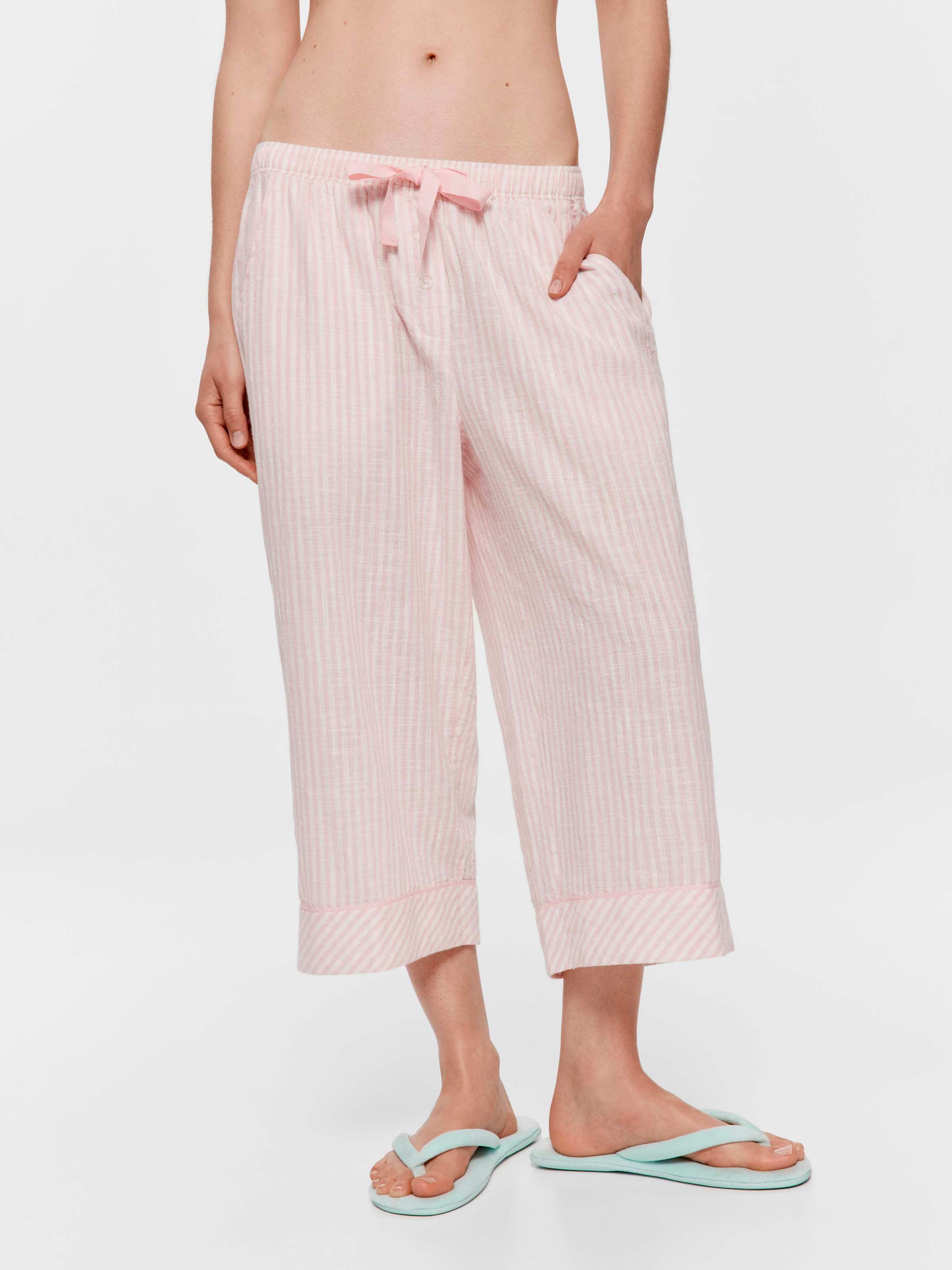 Pink Classic Stripe 100% Cotton 3/4 Pj Pant