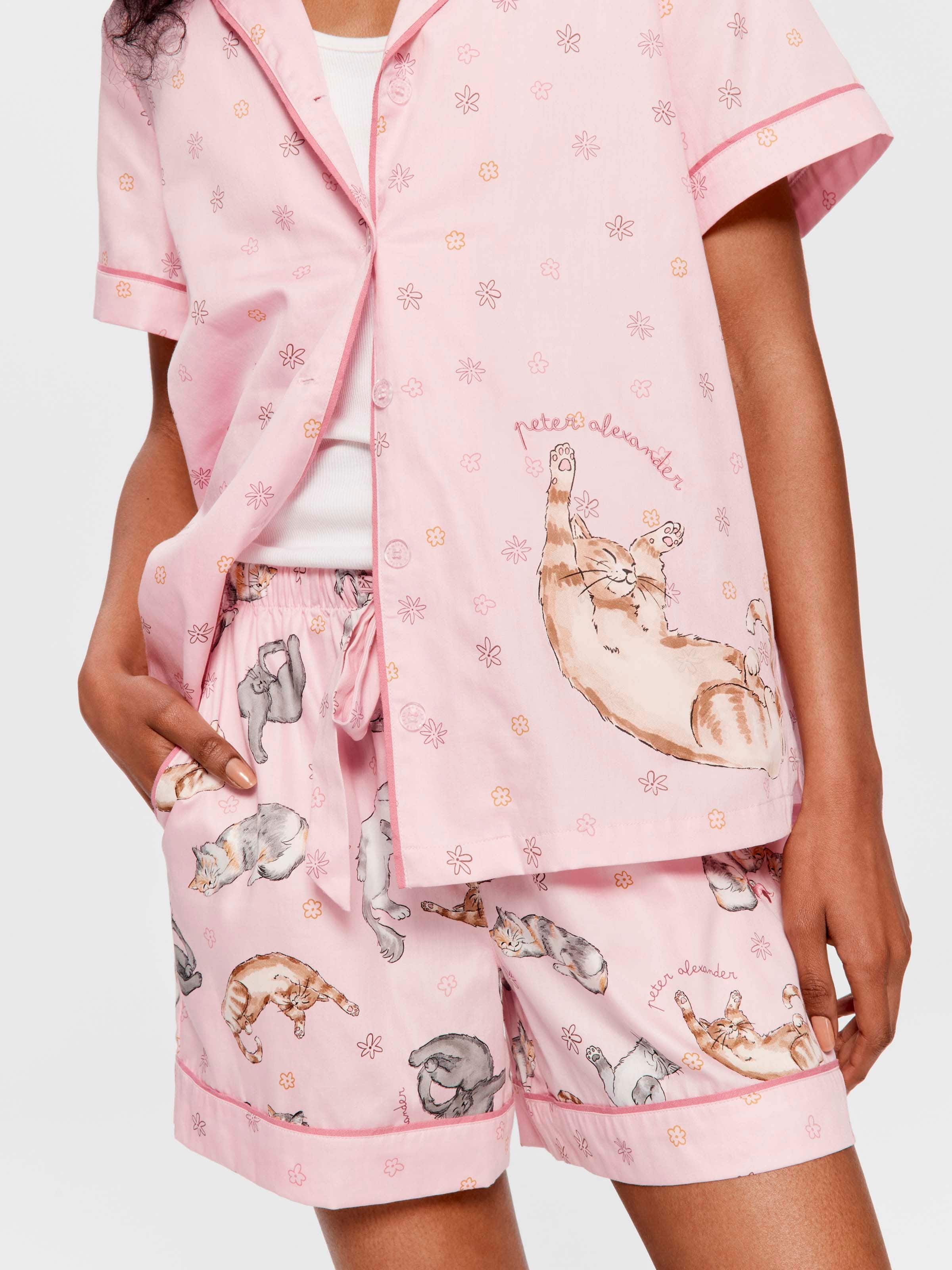 Ditsy Cats 100% Cotton Short Sleeve Shirt