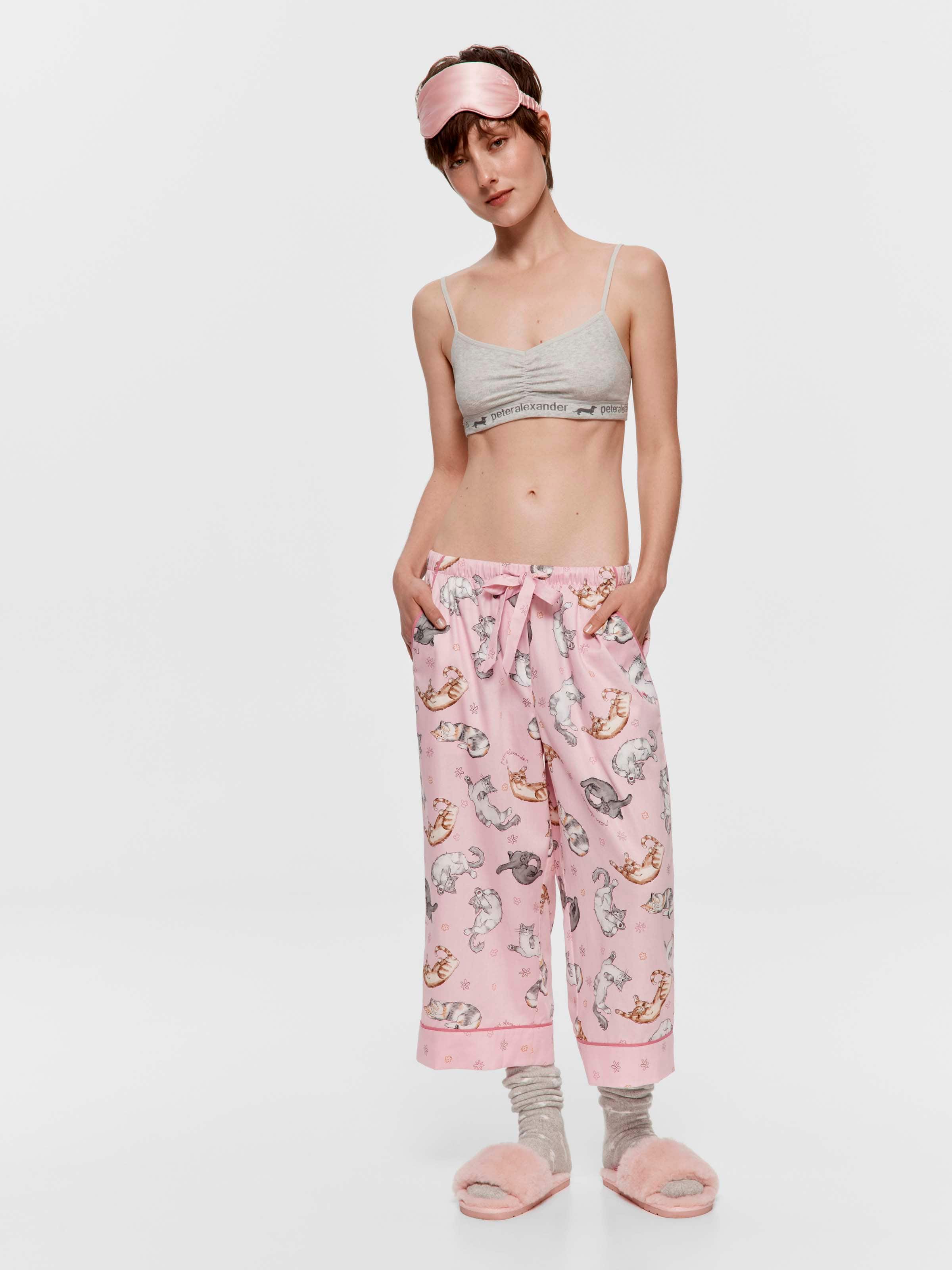 Ditsy Cats 100% Cotton 3/4 Pj Pant