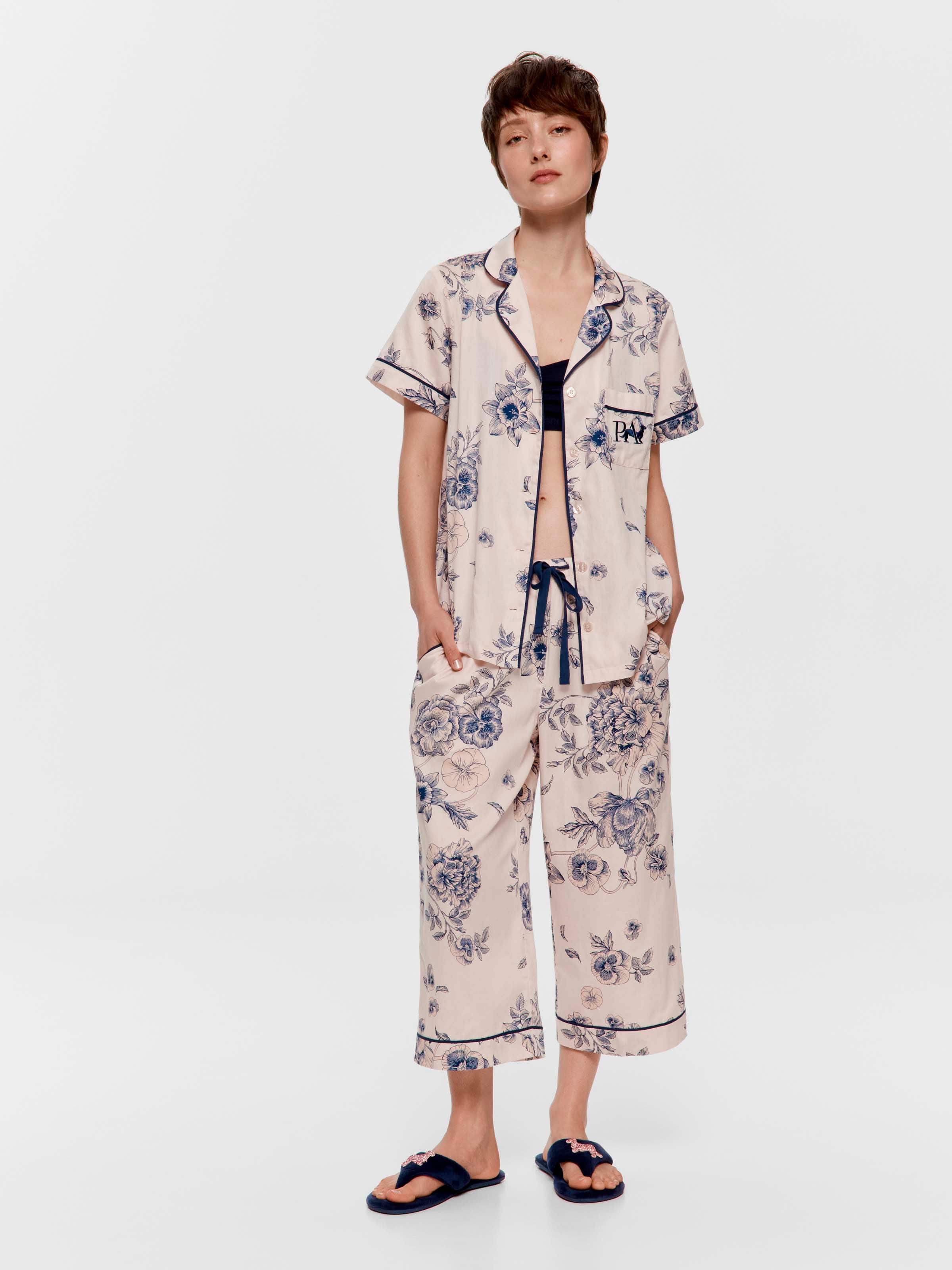 Floral 100% Soft Cotton Short Sleeve & Pant Pj Set