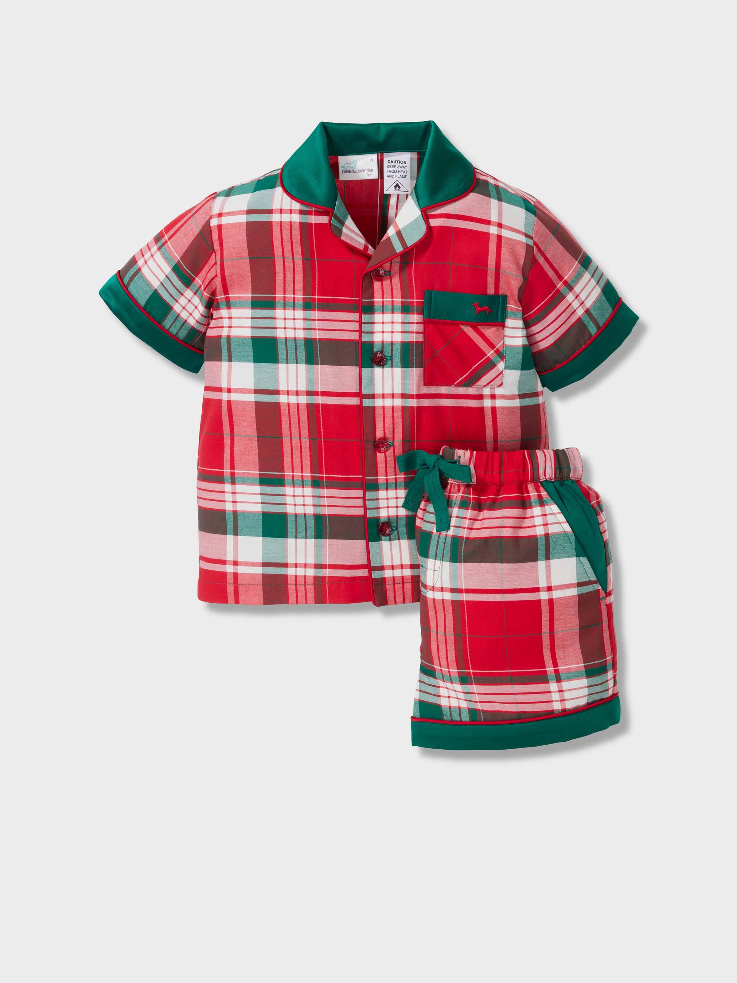 Jnr Kids Tartan 100% Cotton Classic Short Pj Set