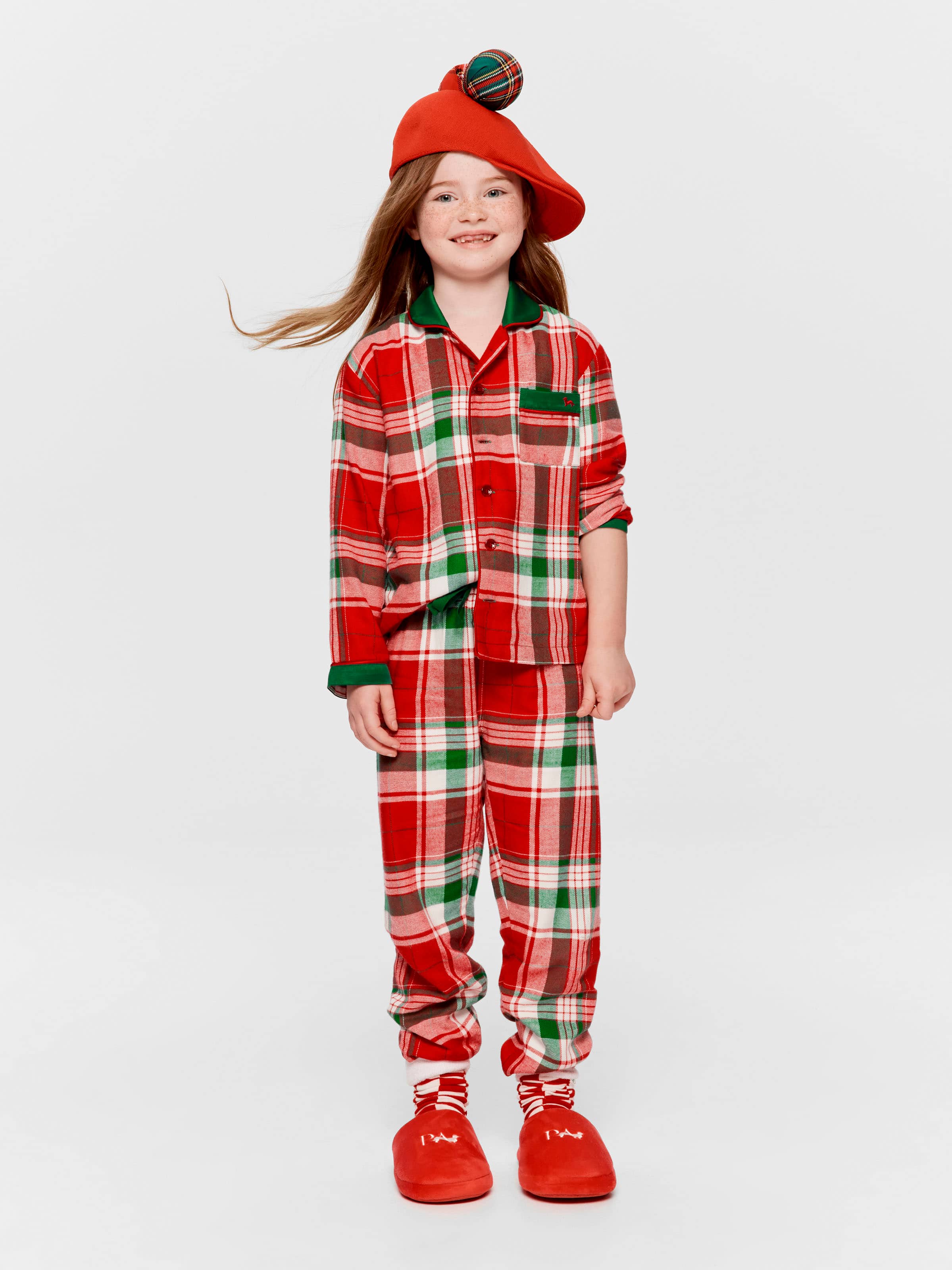 Jnr Kids Tartan Bamboo Flanellette Long Classic Pj Set