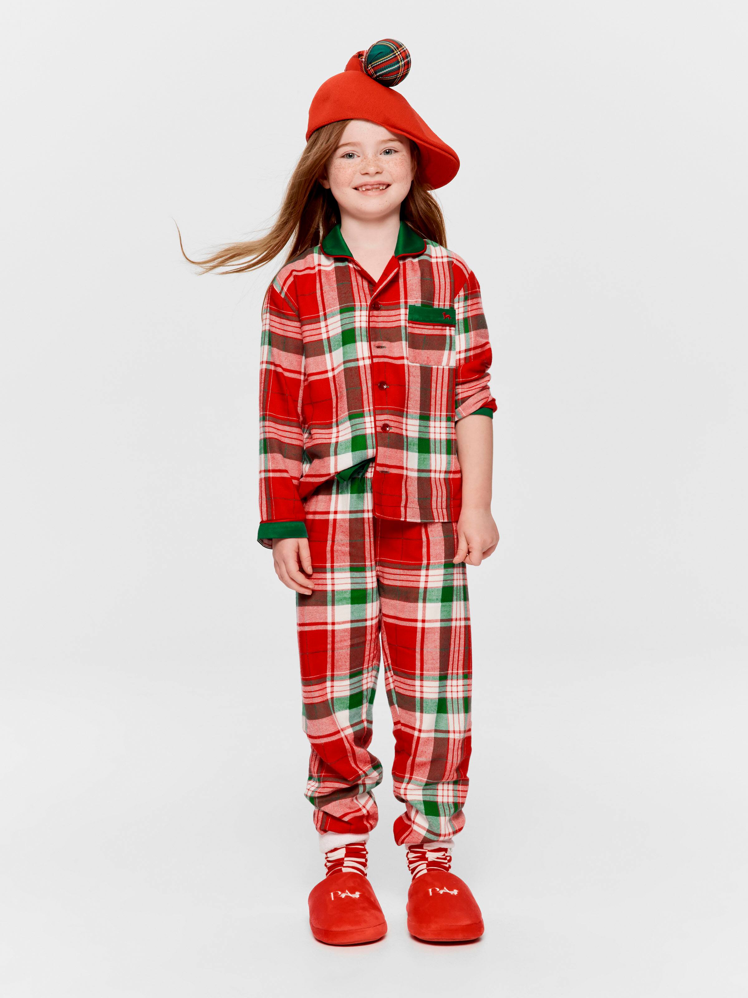 Jnr Kids Tartan Bamboo Flannelette Long Classic Pj Set