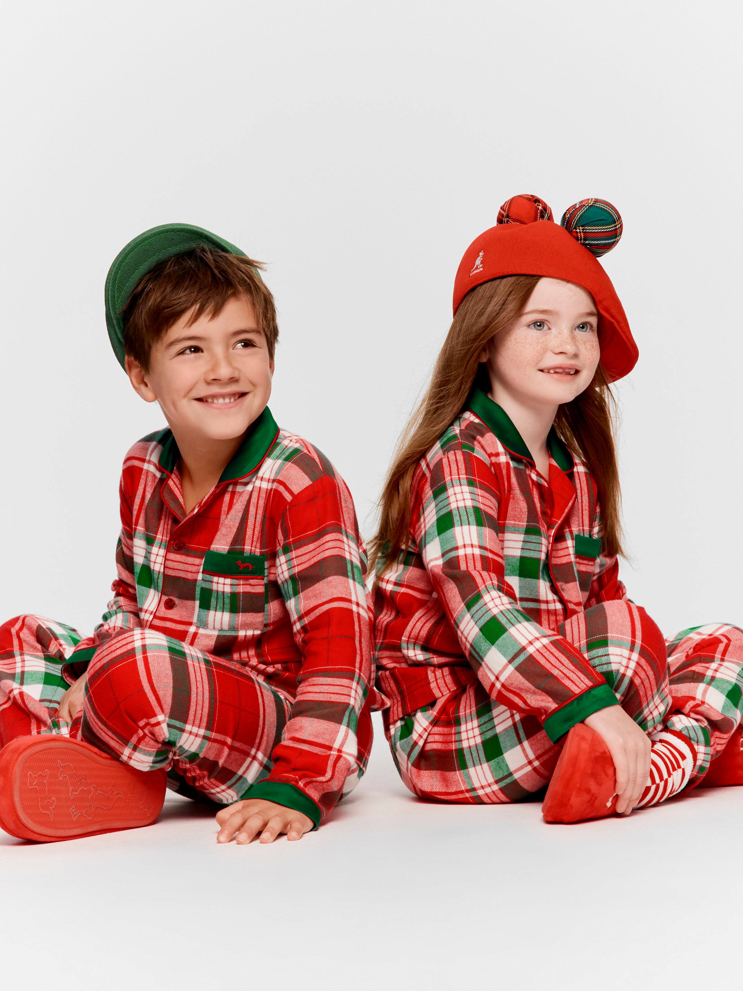 Jnr Kids Tartan Bamboo Flannelette Long Classic Pj Set