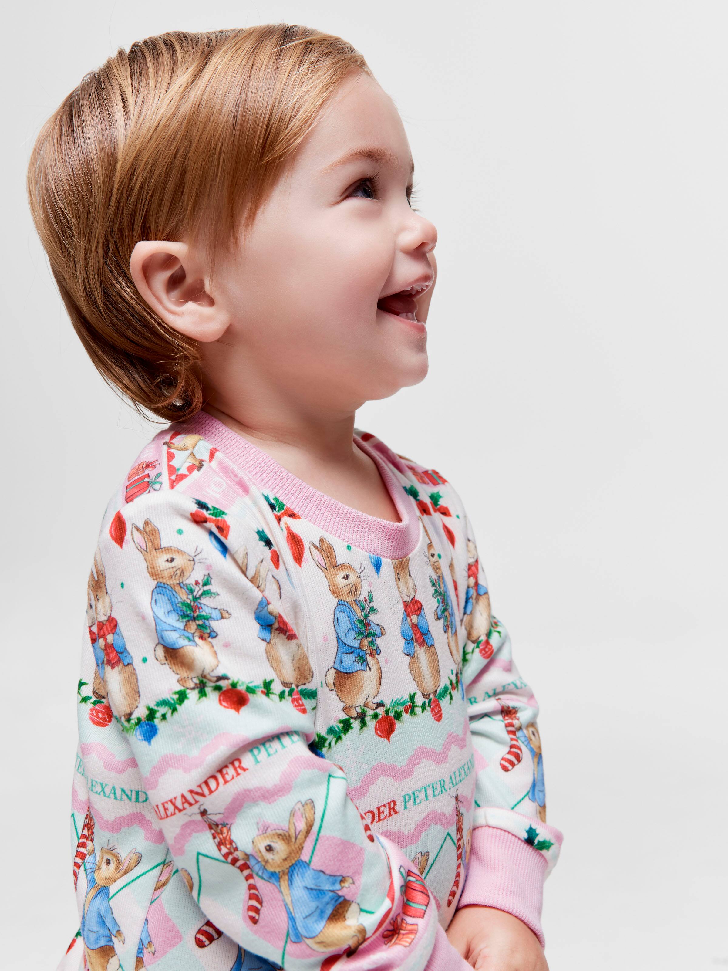 Baby Girl Peter Rabbit Christmas Plush Long Pj Set