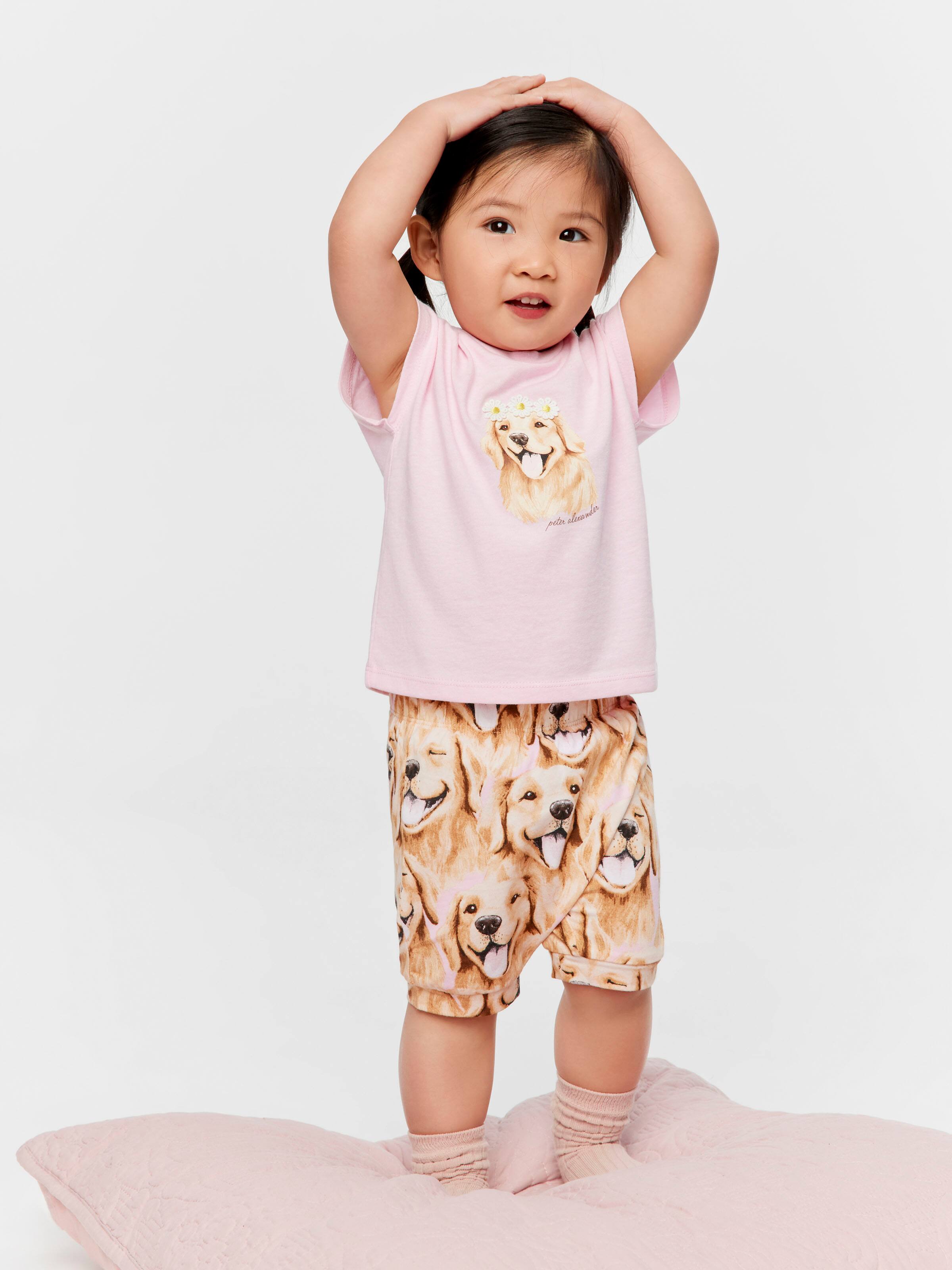 Baby Girl Golden Retriever Short Pj Set