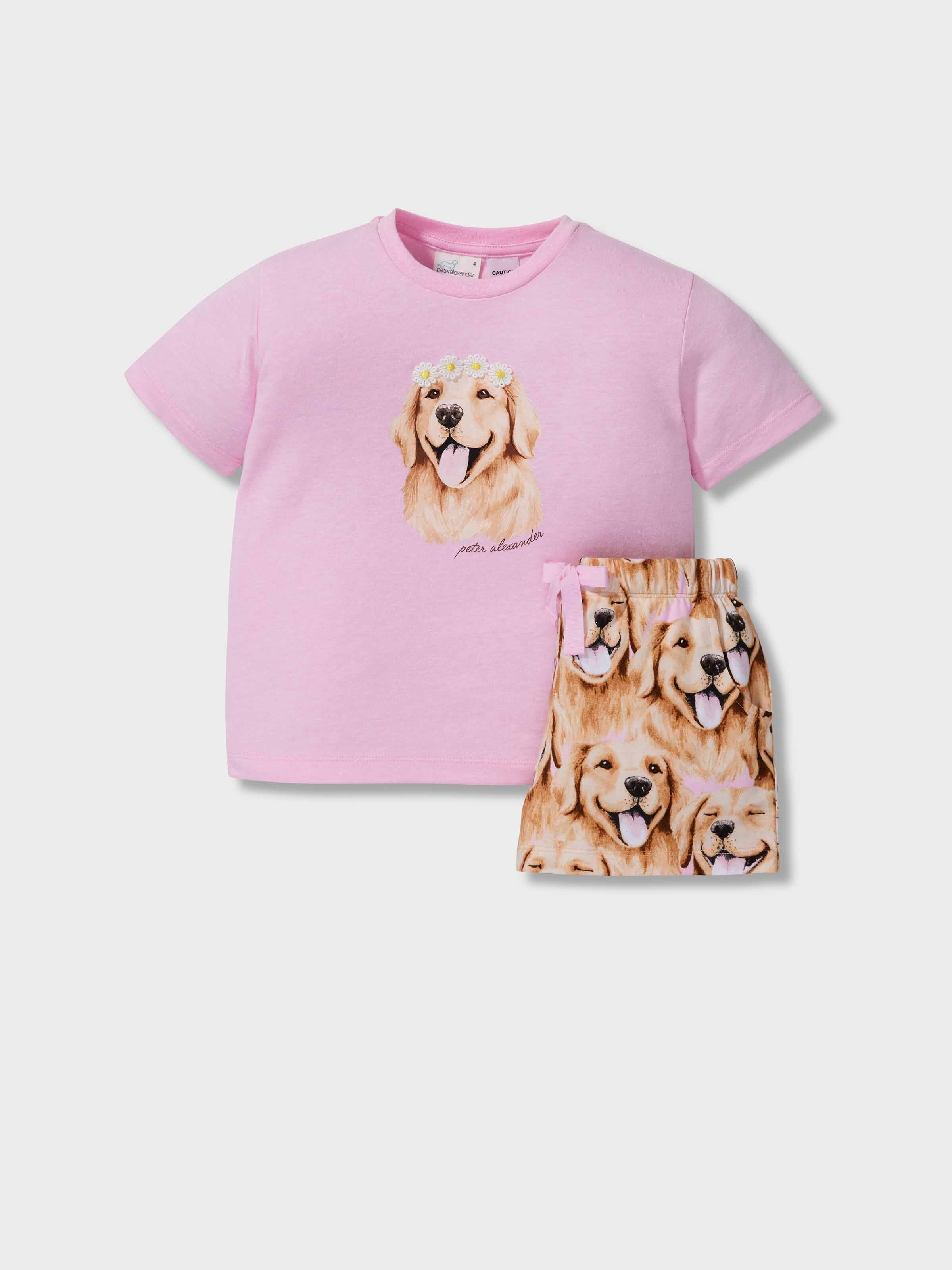 Jnr Girls Golden Retriever Short Pj Set