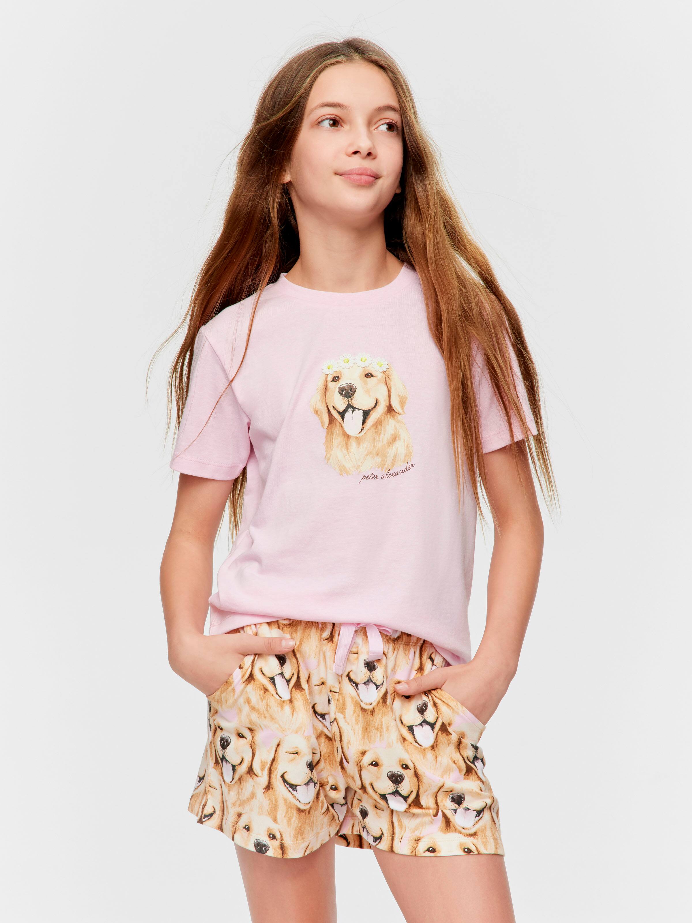 Girls Golden Retreiver Short Pj Set