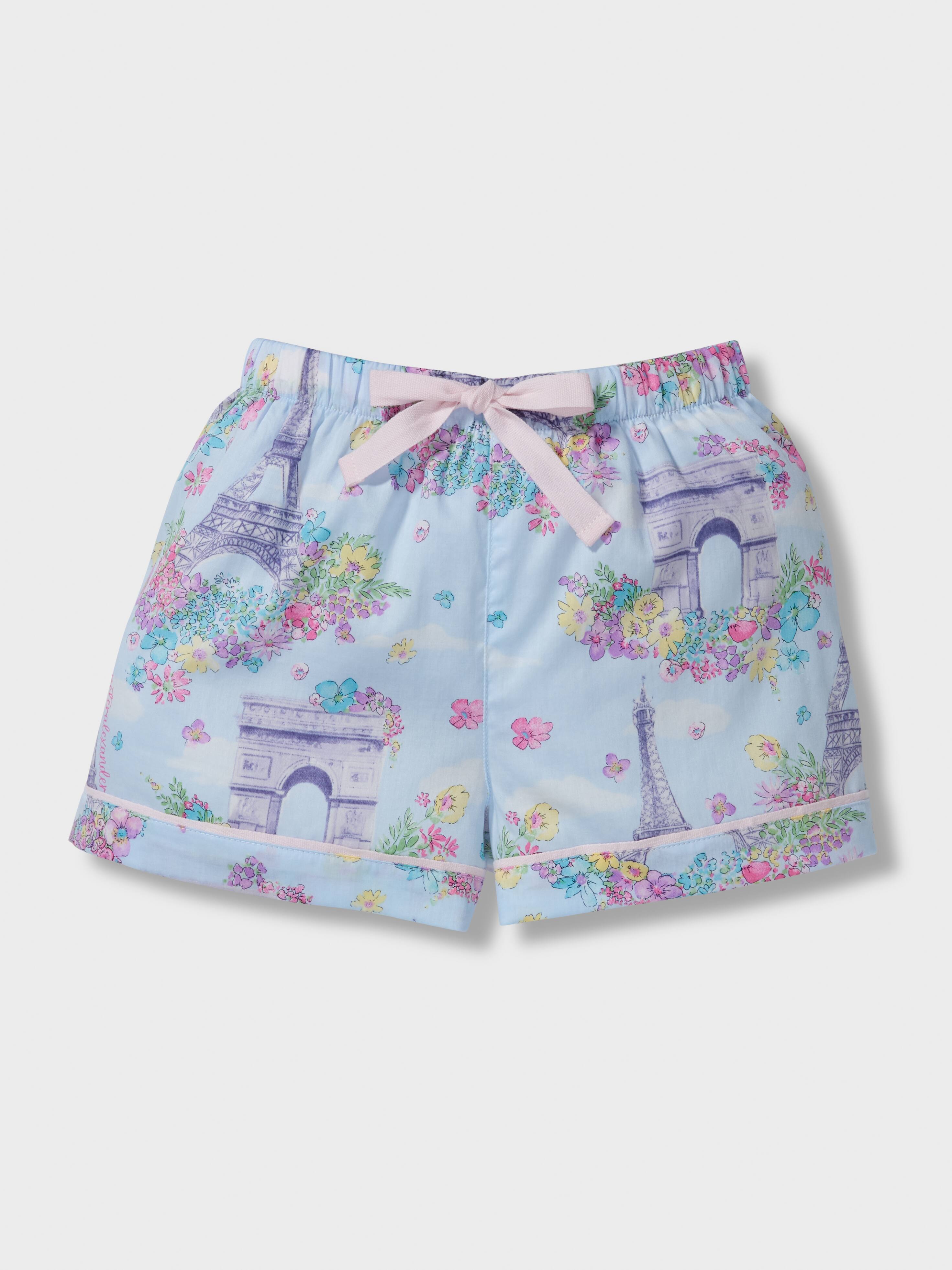 Girls Paris Watercolour 100% Cotton Shortie Pj Set