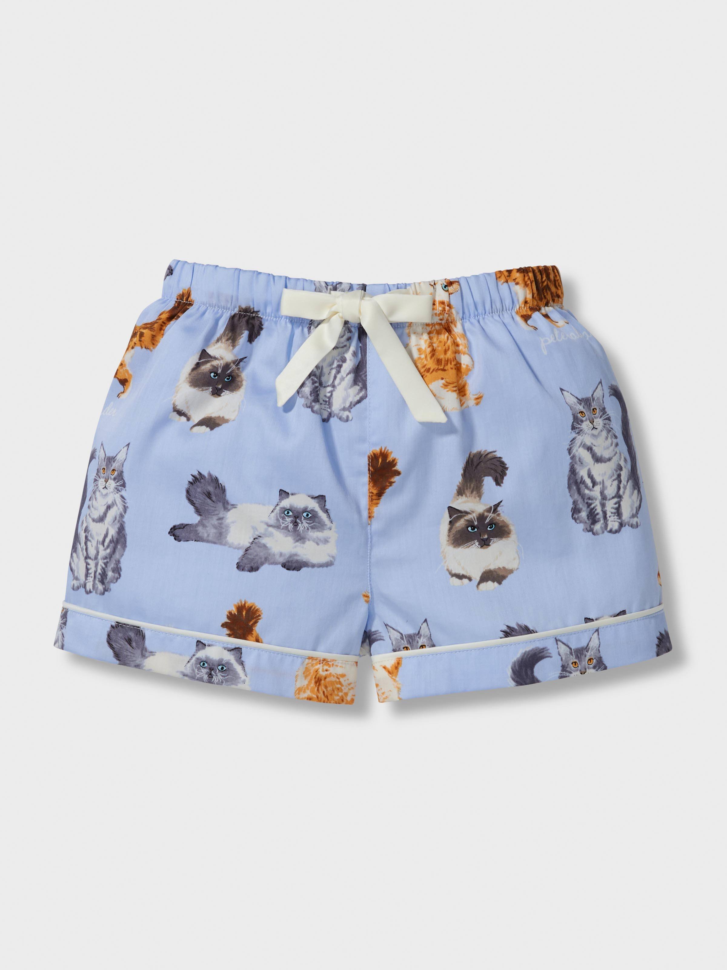 Jnr Girls Mixed Cats 100% Cotton Shortie Pj Set