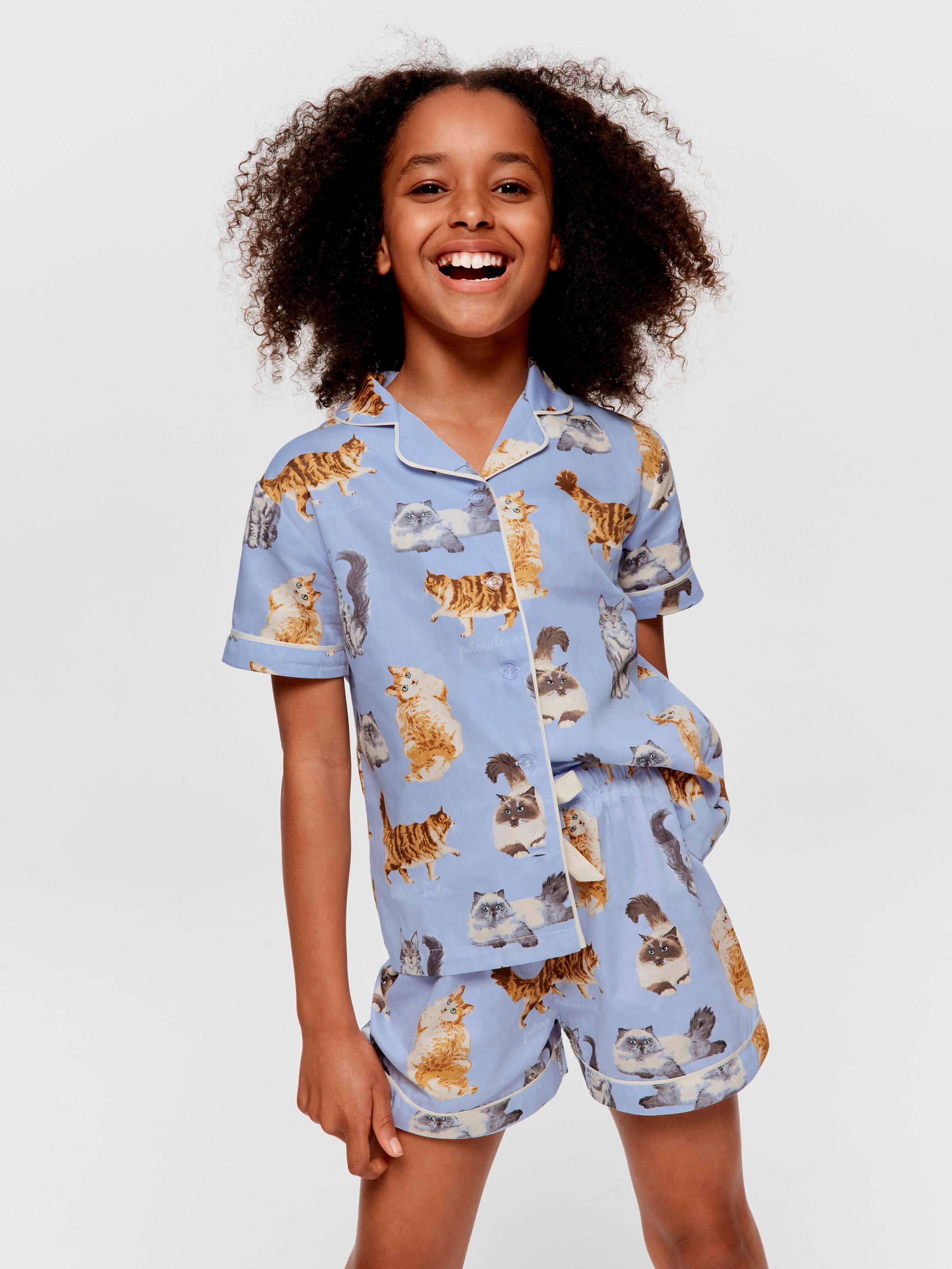 Girls Mixed Cats Shortie Pj Set
