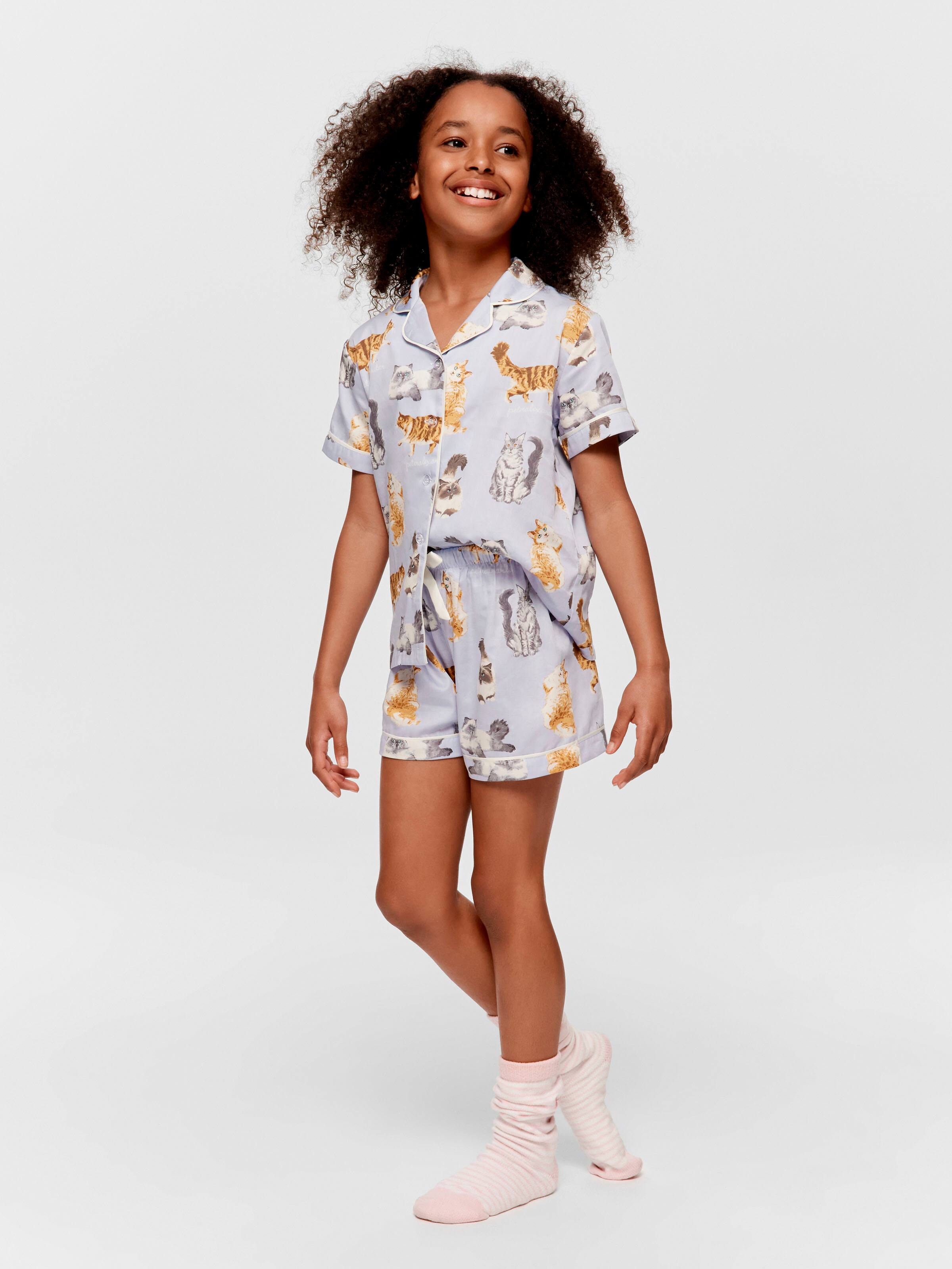 Girls Mixed Cats Shortie Pj Set