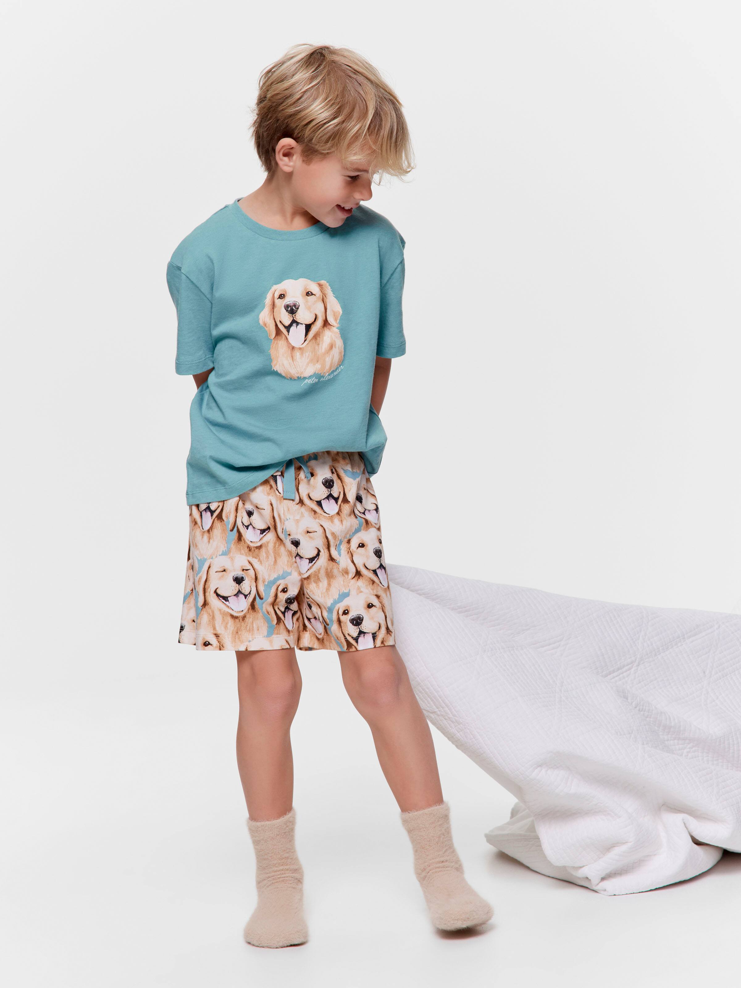 Jnr Boys Golden Retriever Short Pj Set