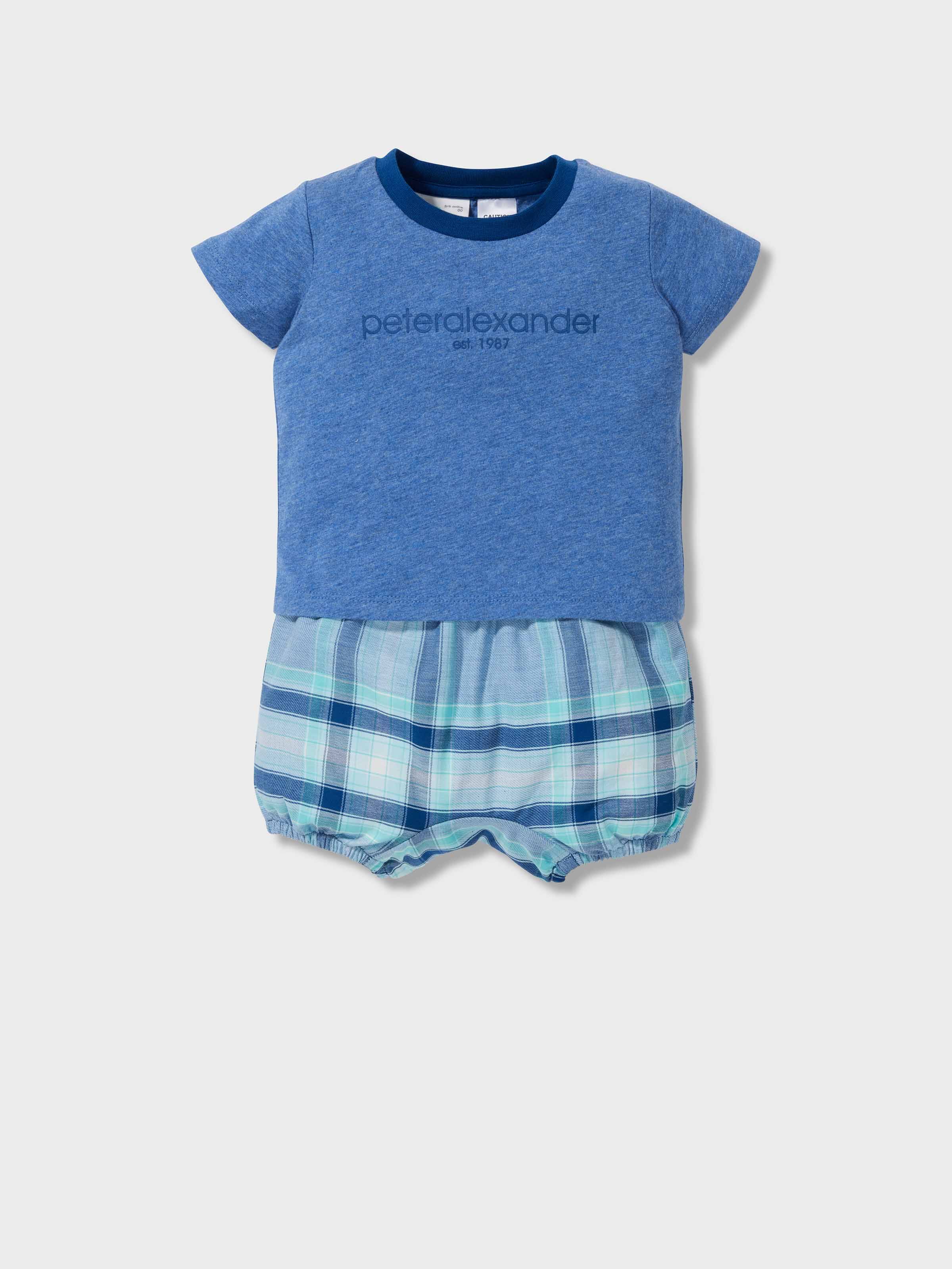 Baby Bluecheck 100% Cotton Short Pj Set
