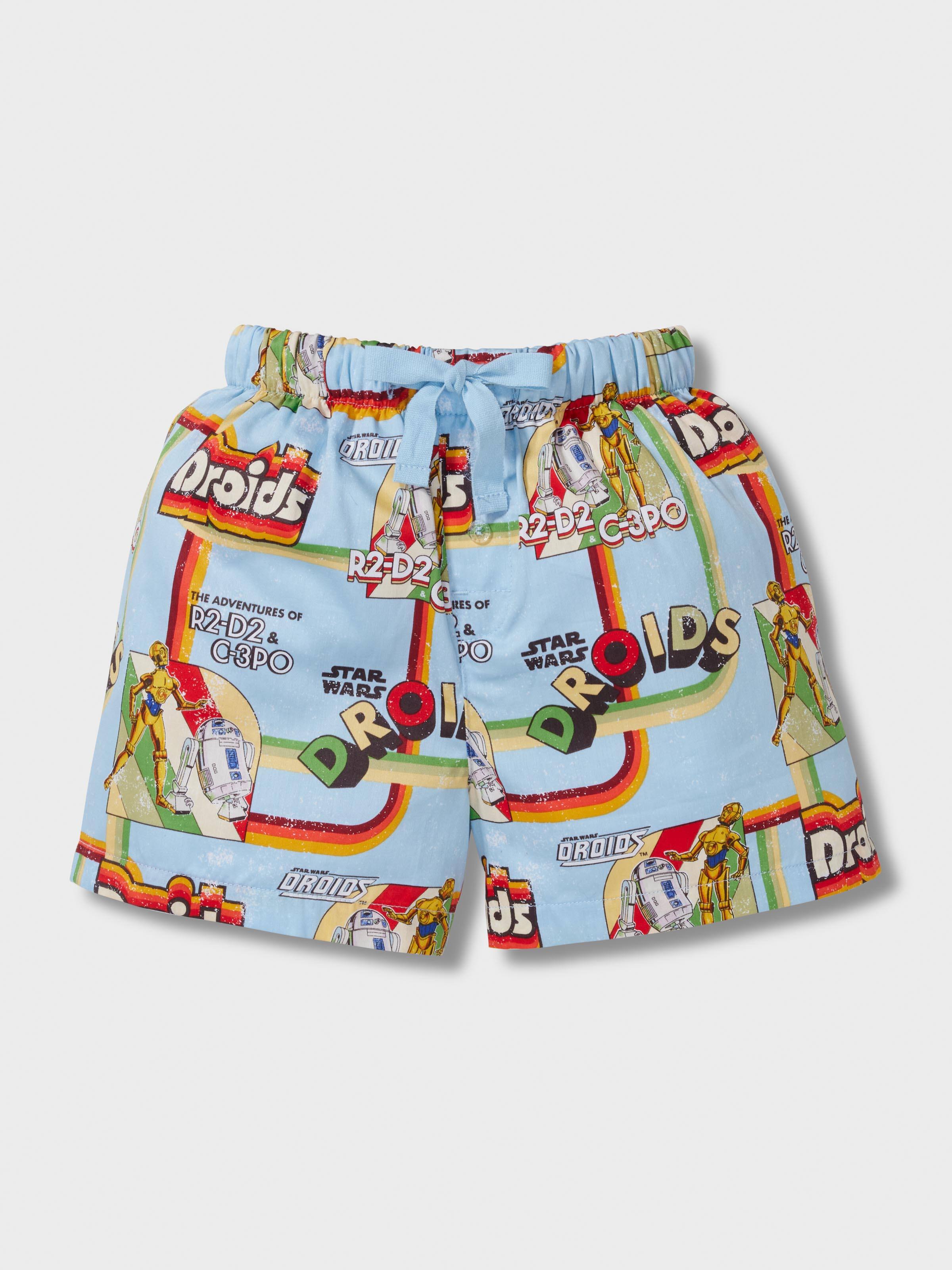 Jnr Boys Star Wars Droids 100% Cotton Short Pj Set