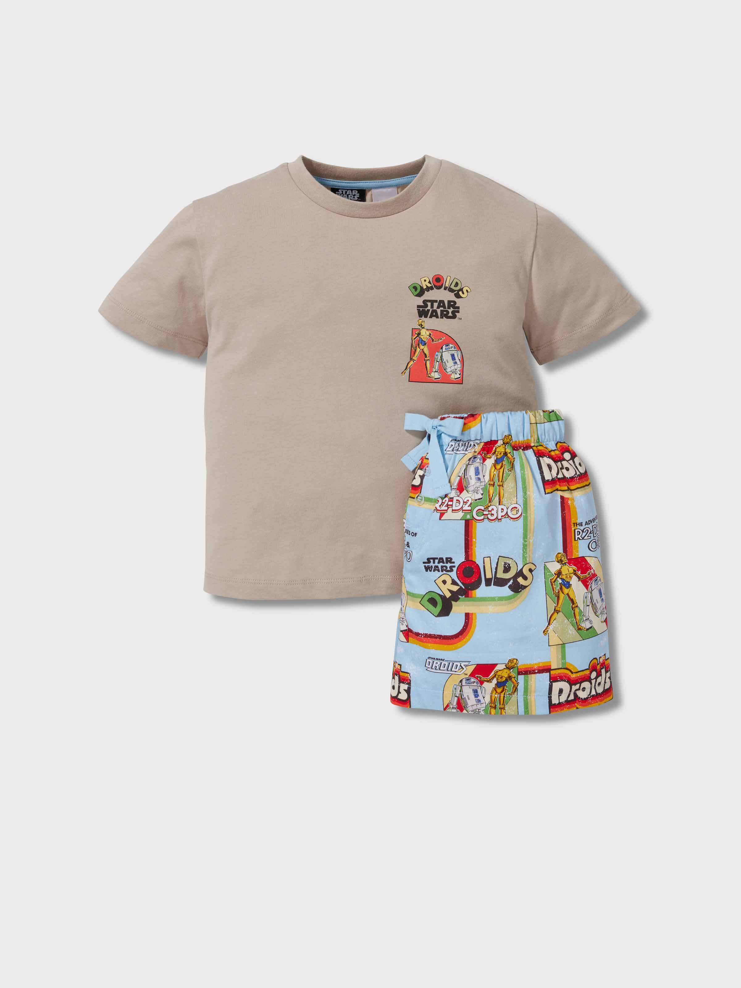 Jnr Boys Star Wars Droids 100% Cotton Short Pj Set