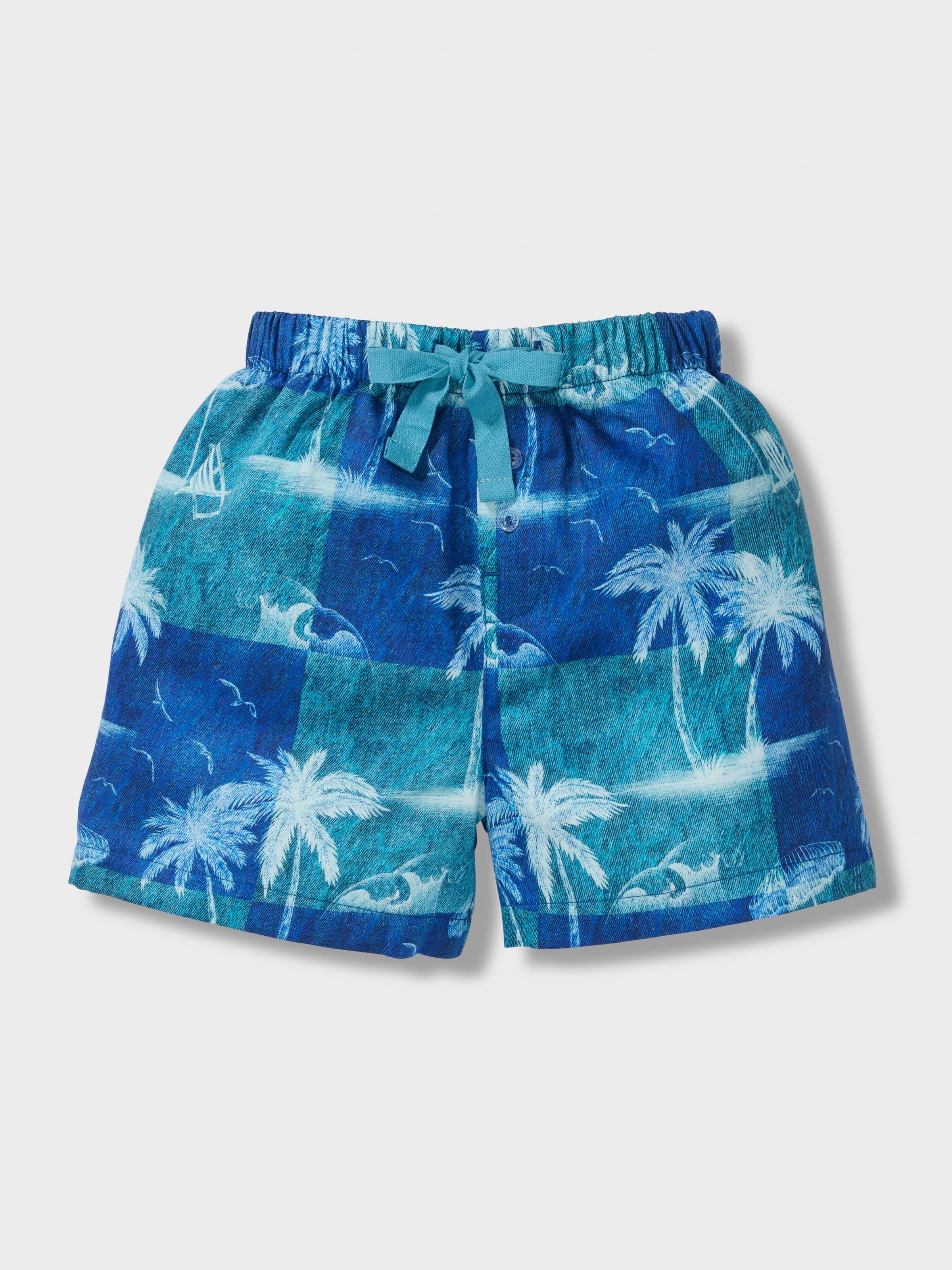 Jnr Boys Palm Check 100% Cotton Short Pj Set
