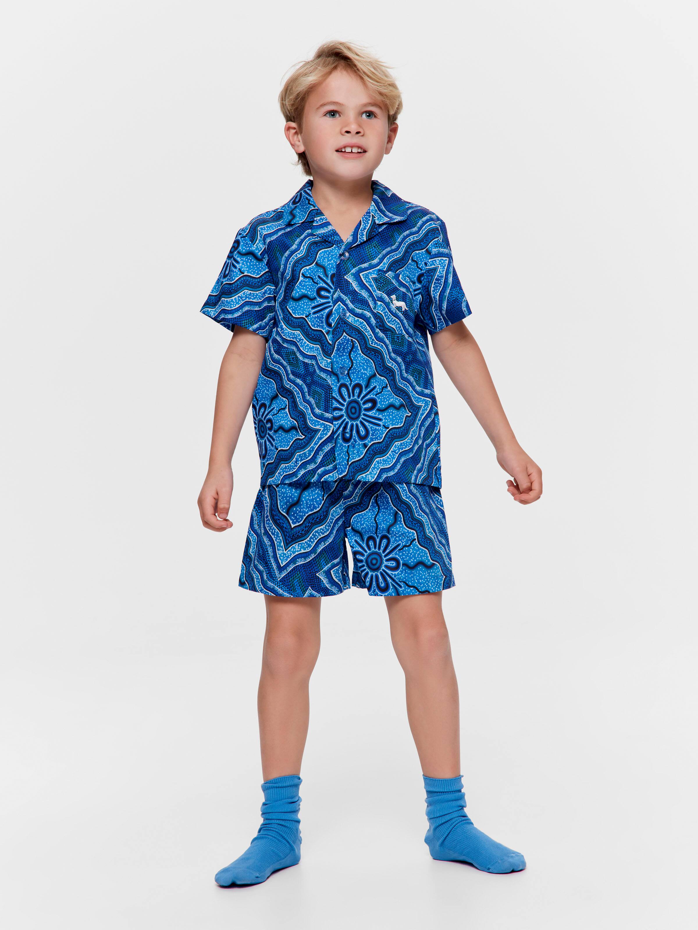 Jnr Boys Preston Warren Print 100% Cotton Short Pj Set