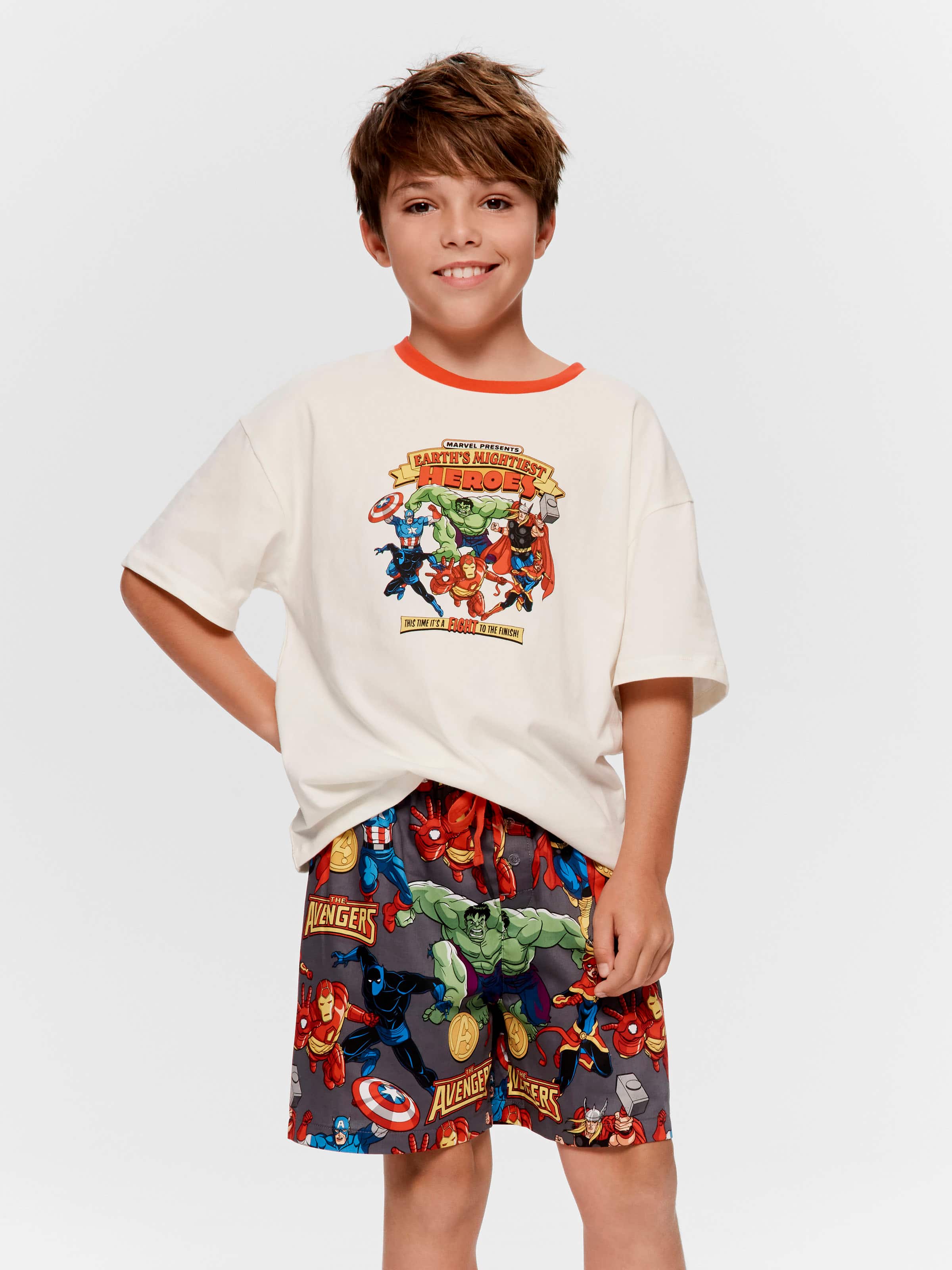 Boys Marvel Avengers 100% Cotton Short Pj Set