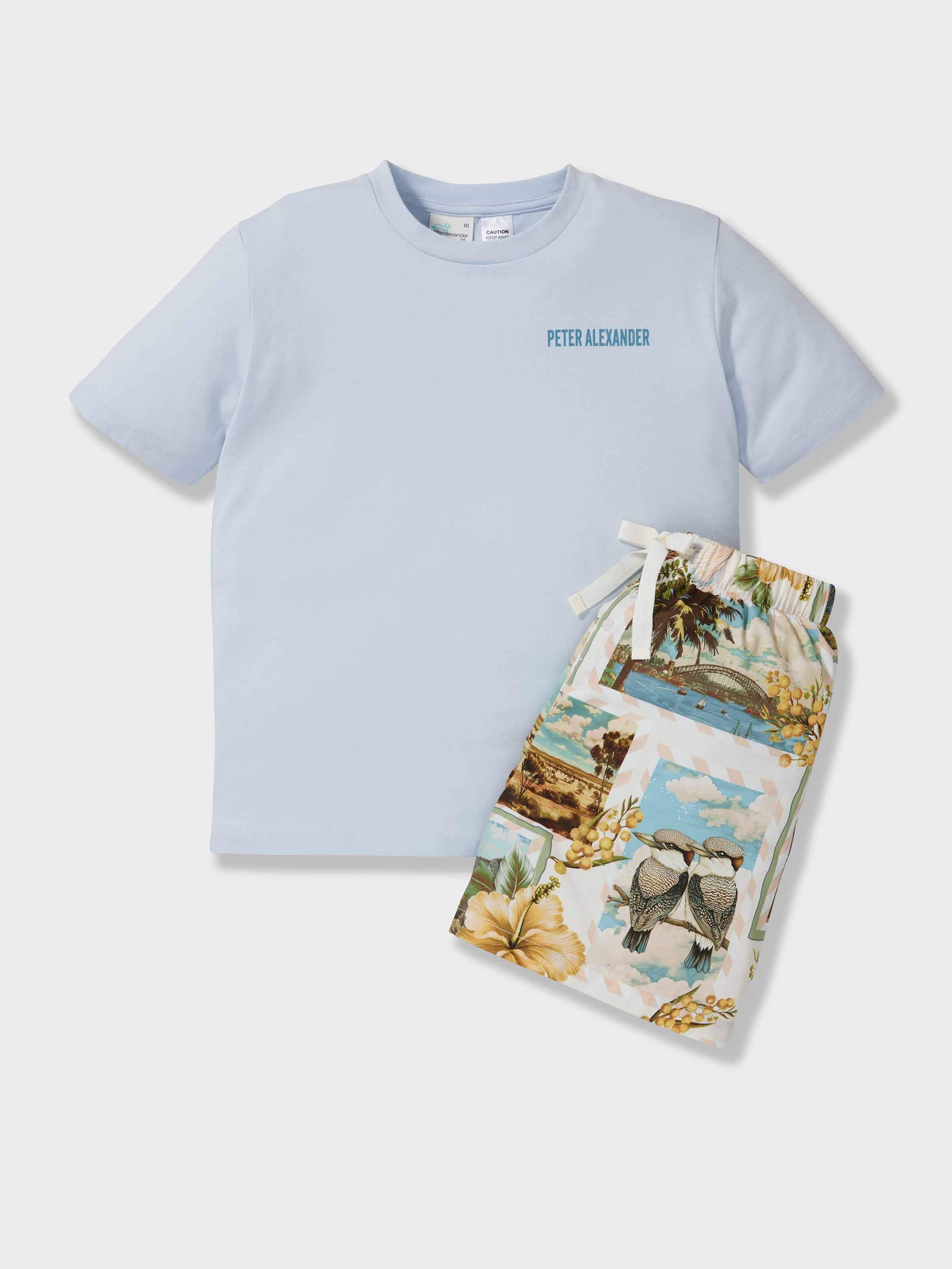Boys Aussie Postcard 100% Cotton Short Pj Set