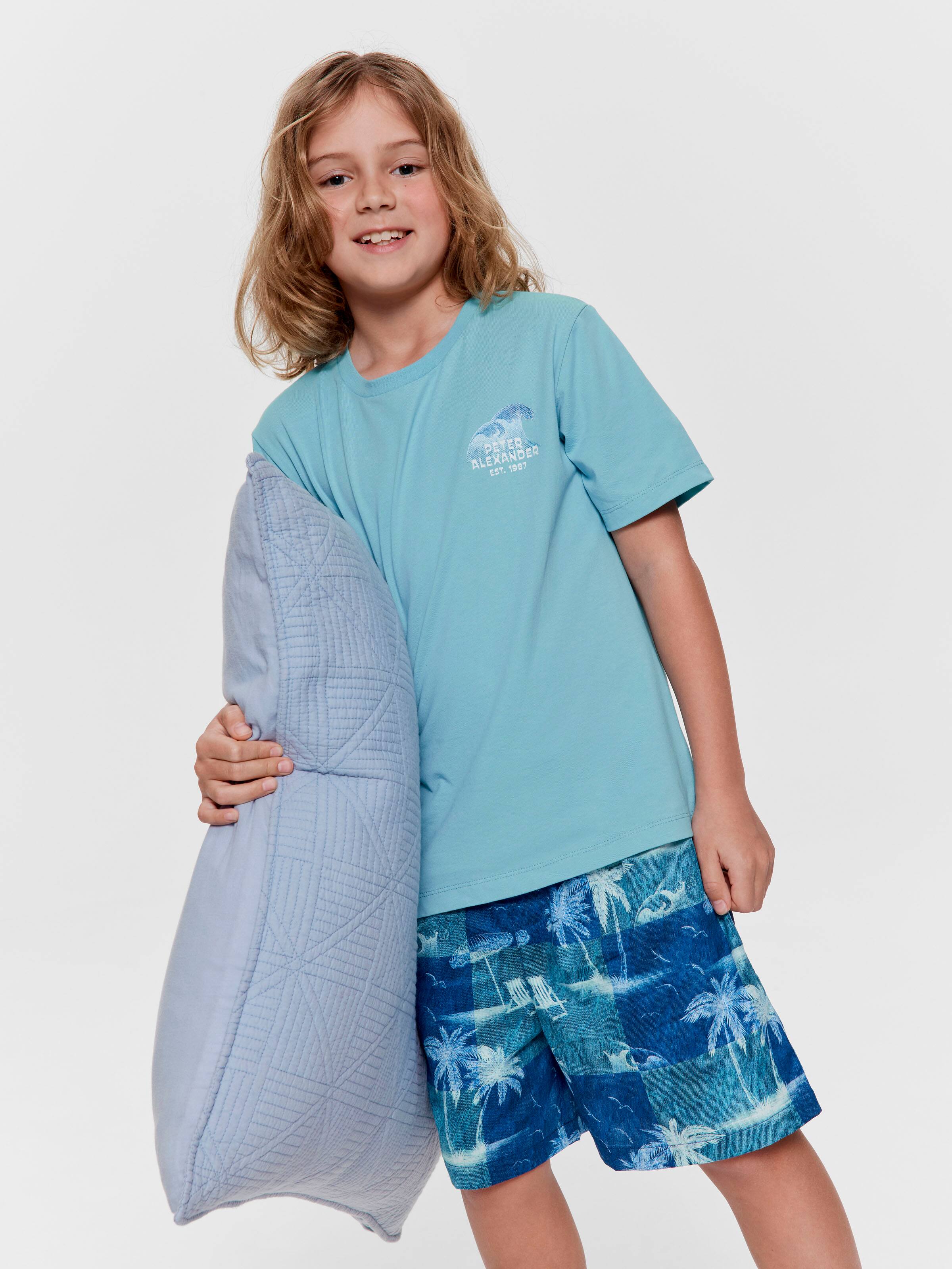 Boys Palm Check 100% Cotton Short Pj Set