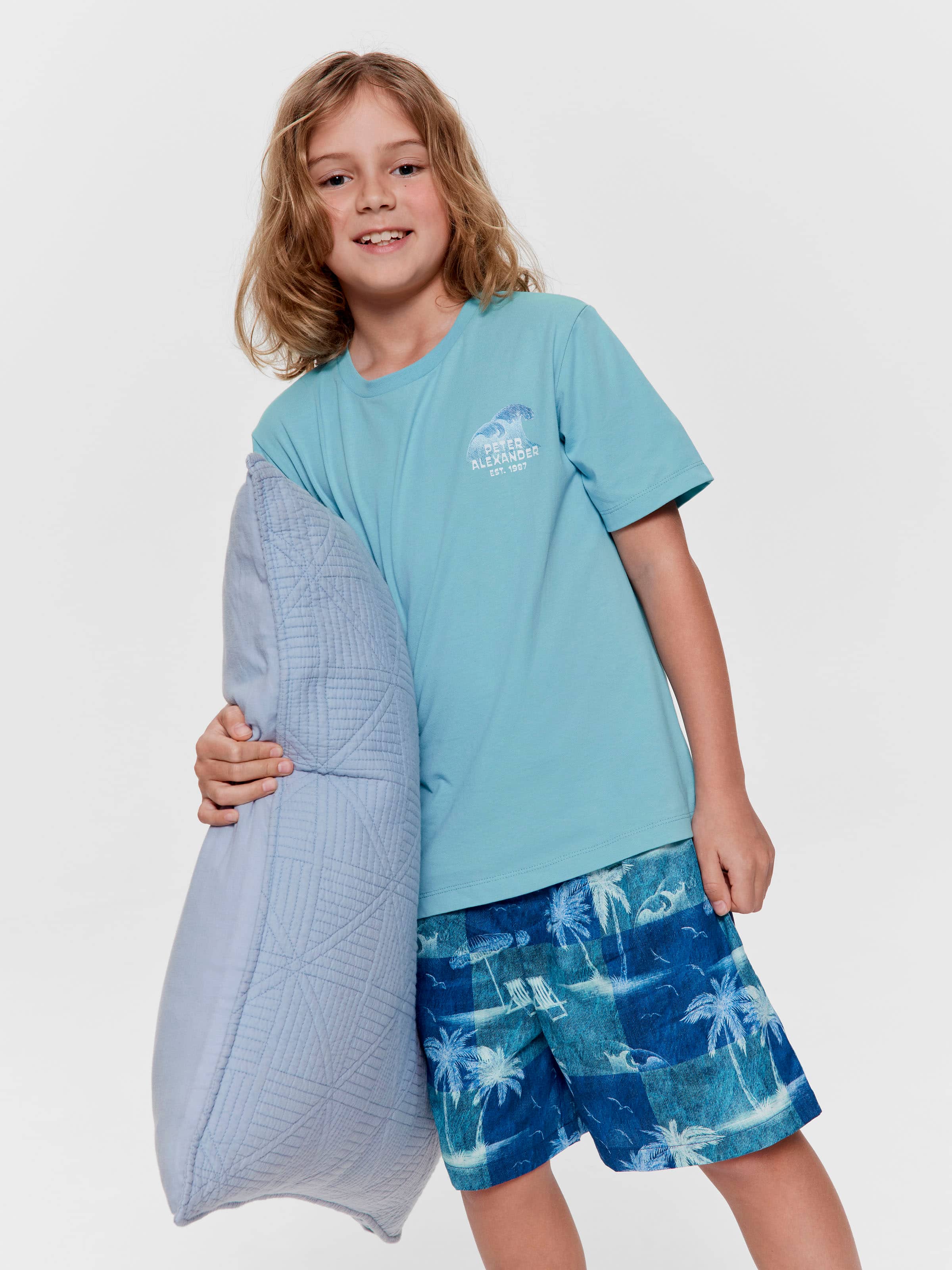 Boys Palm Check 100% Cotton Short Pj Set
