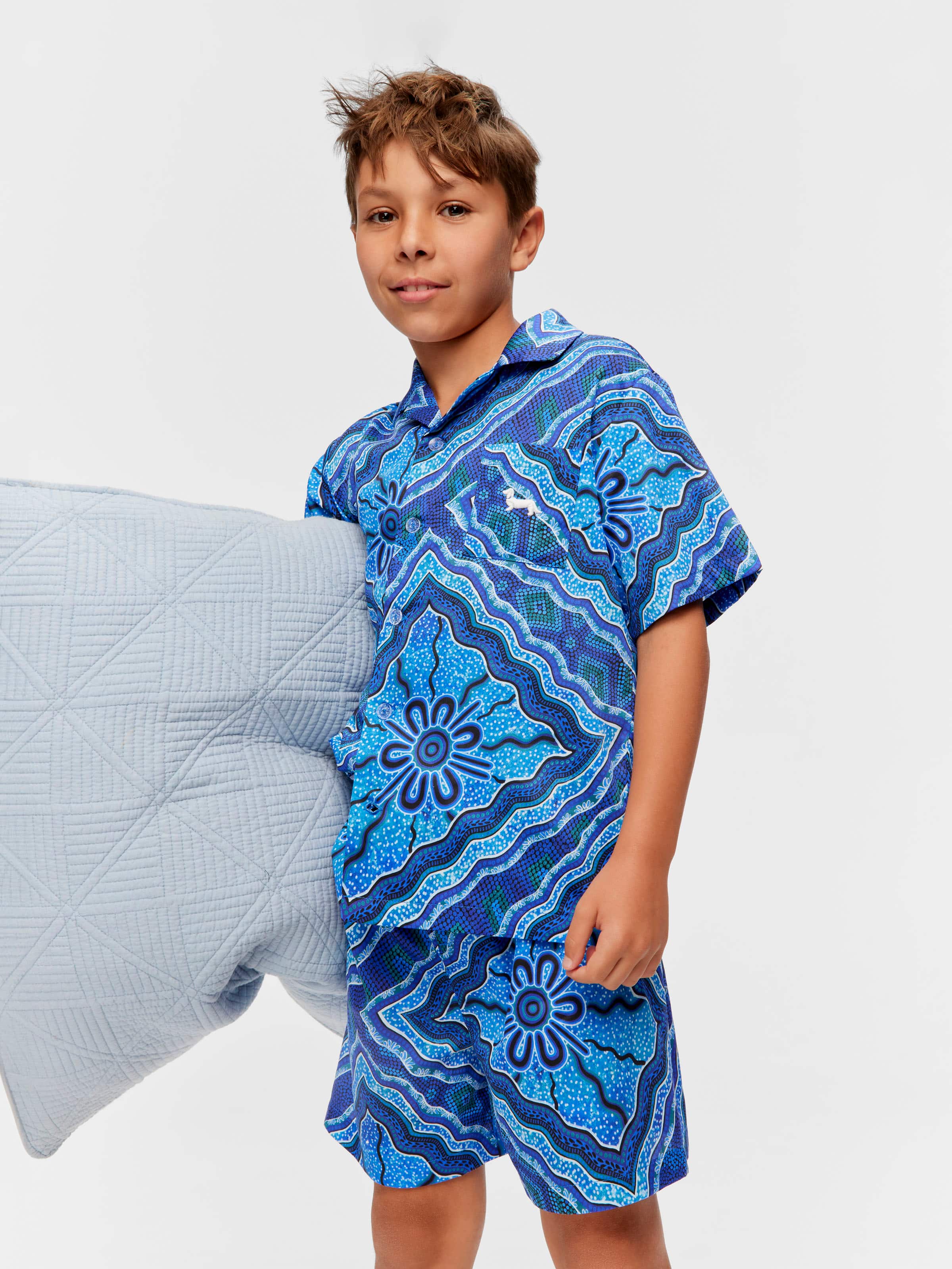 Boys Preston Warren Print 100% Cotton Classic Short Pj Set