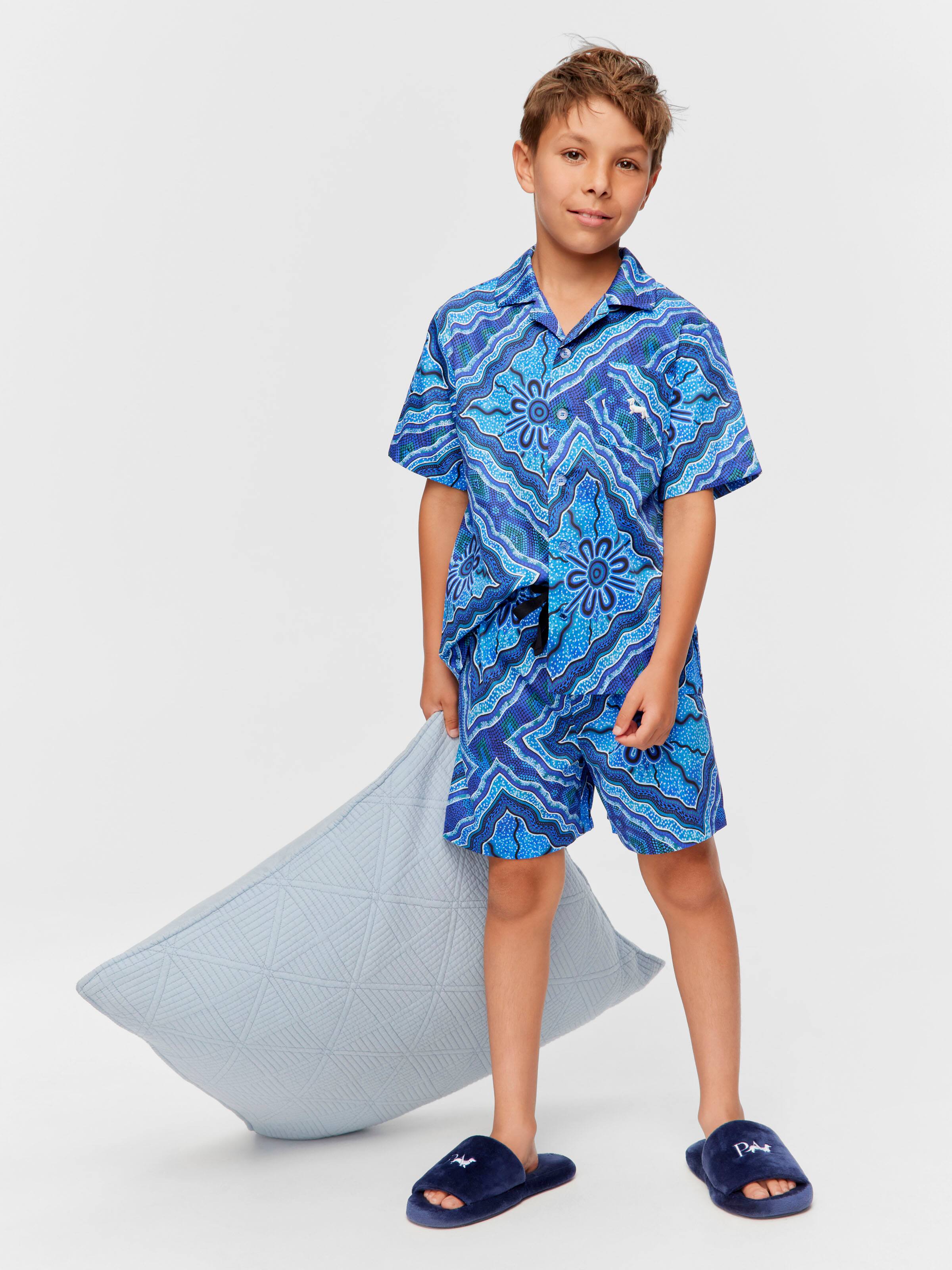 Boys Preston Warren Print 100% Cotton Classic Short Pj Set