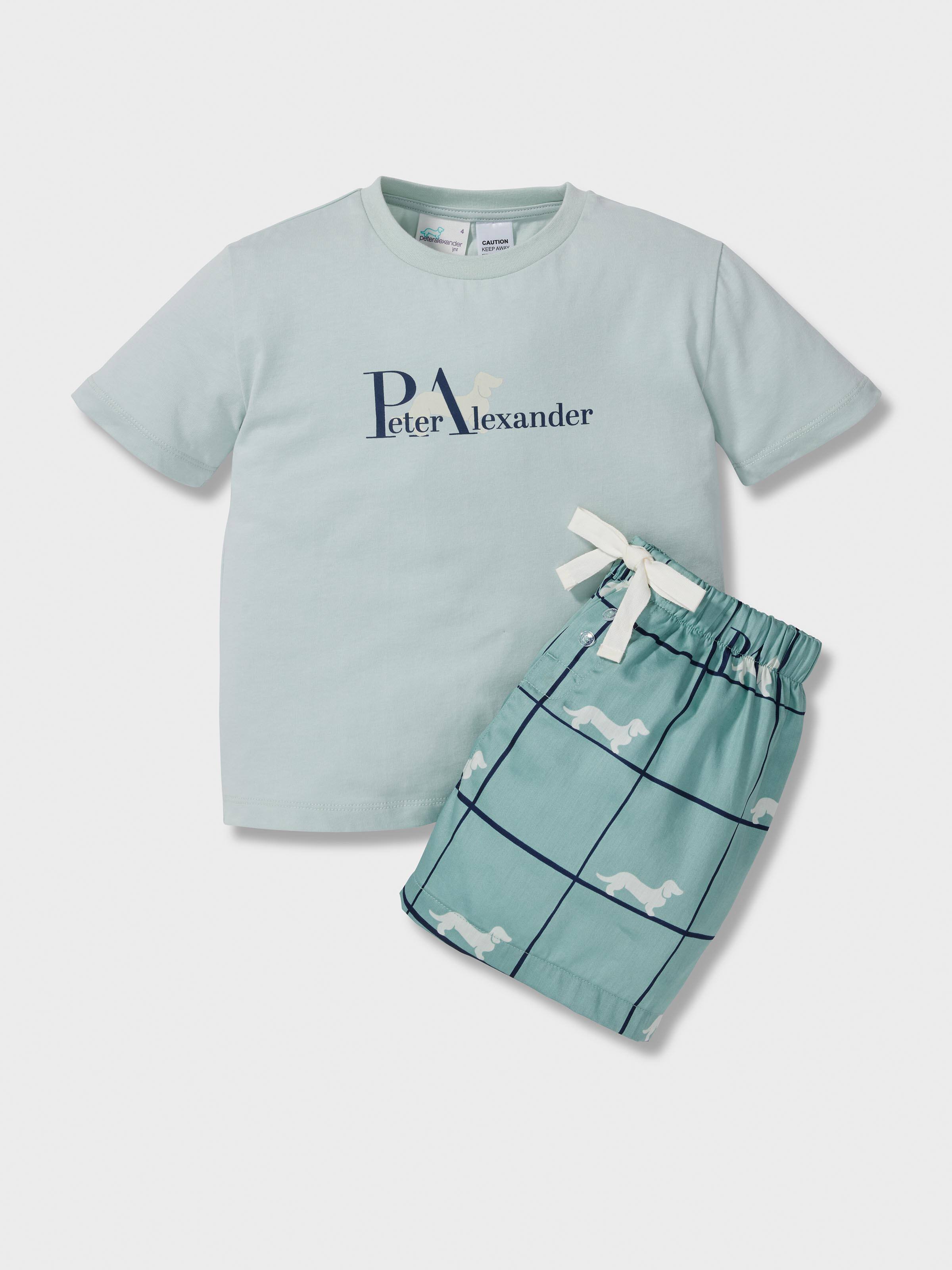 Boys Windowpane Penny Check 100% Cotton Short Pj Set