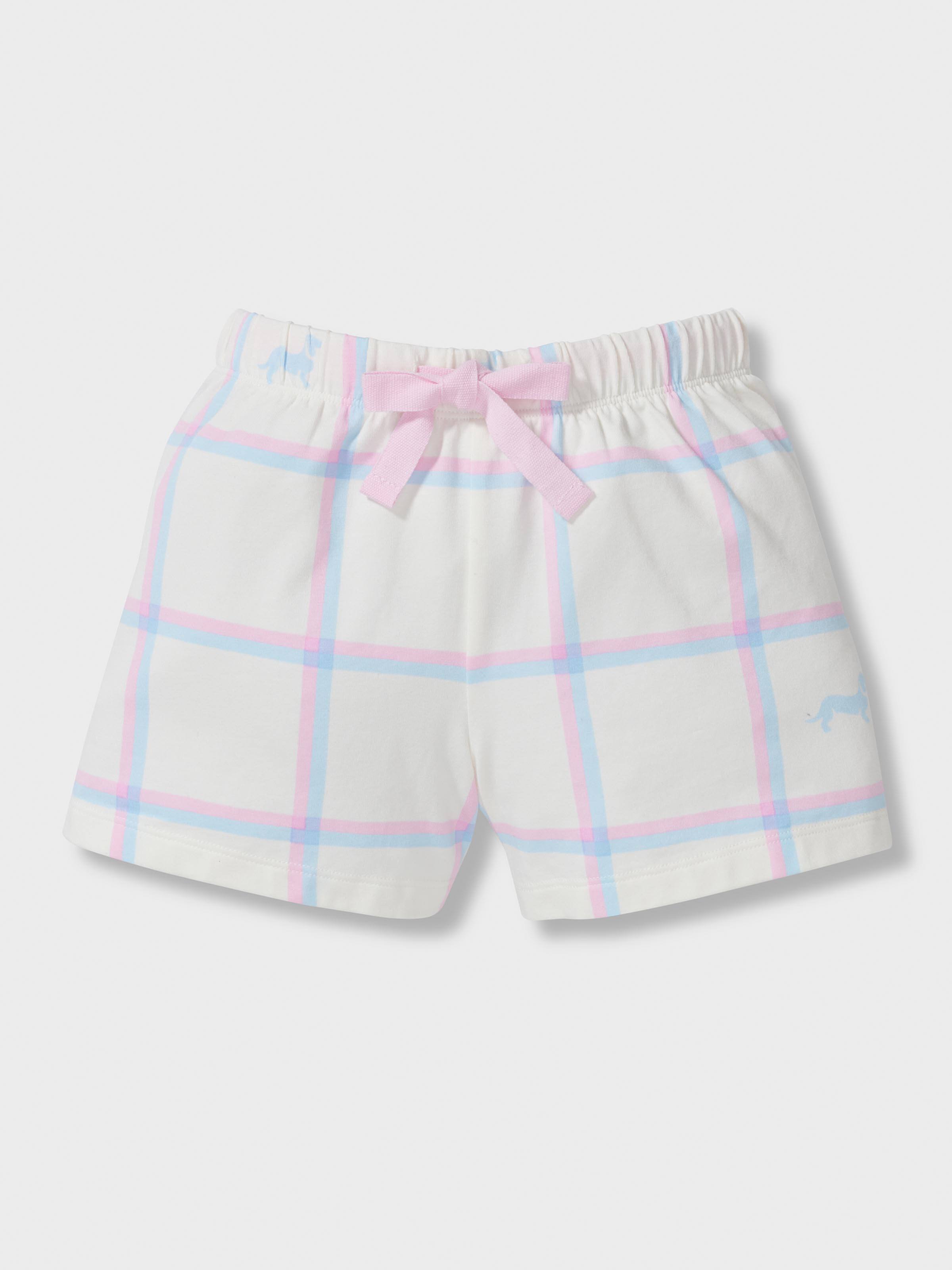 Jnr Girls Cream Windowpane Shortie Pj Set