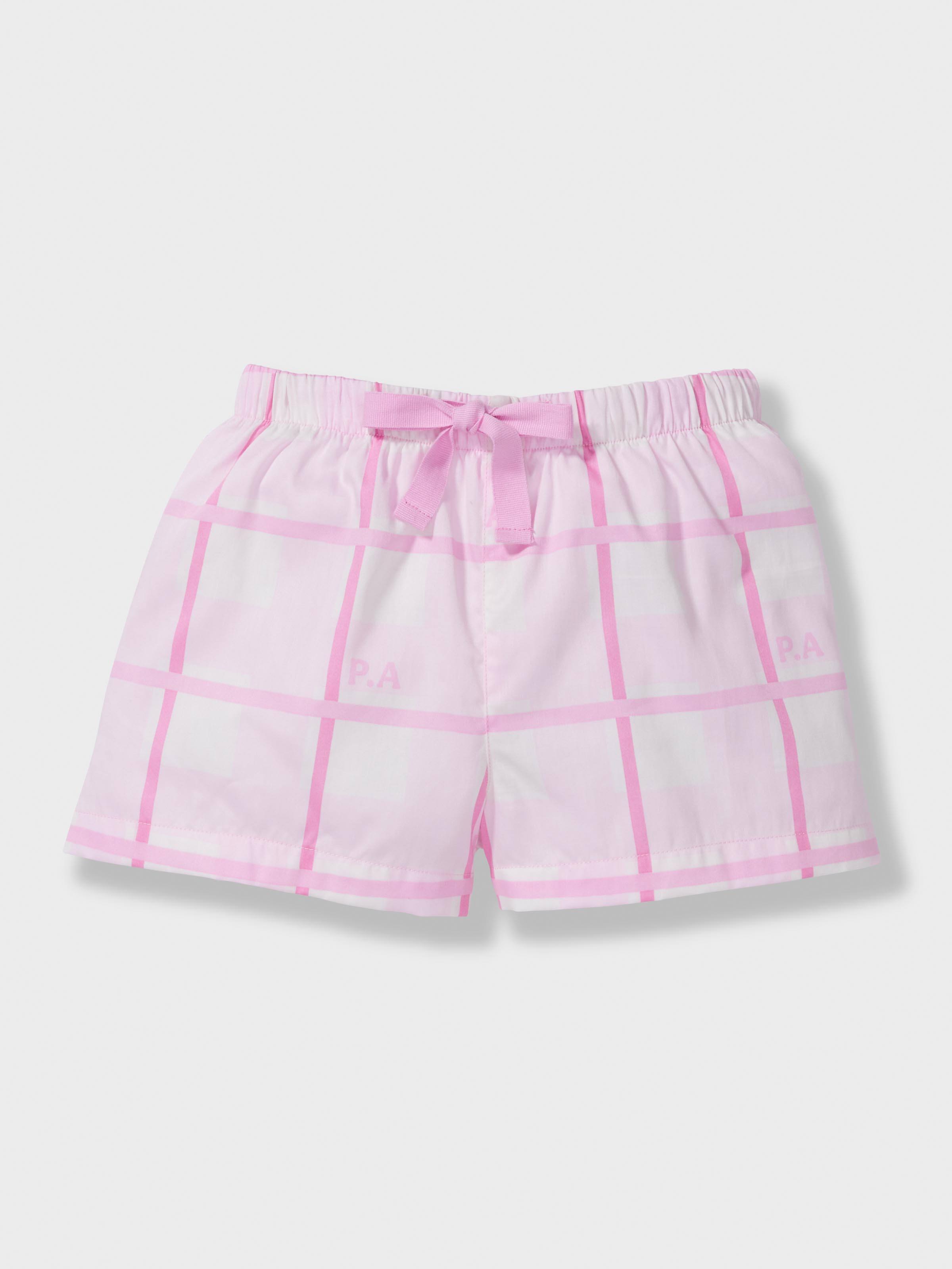 Jnr Girls Pink Check Classic Shortie Pj Set