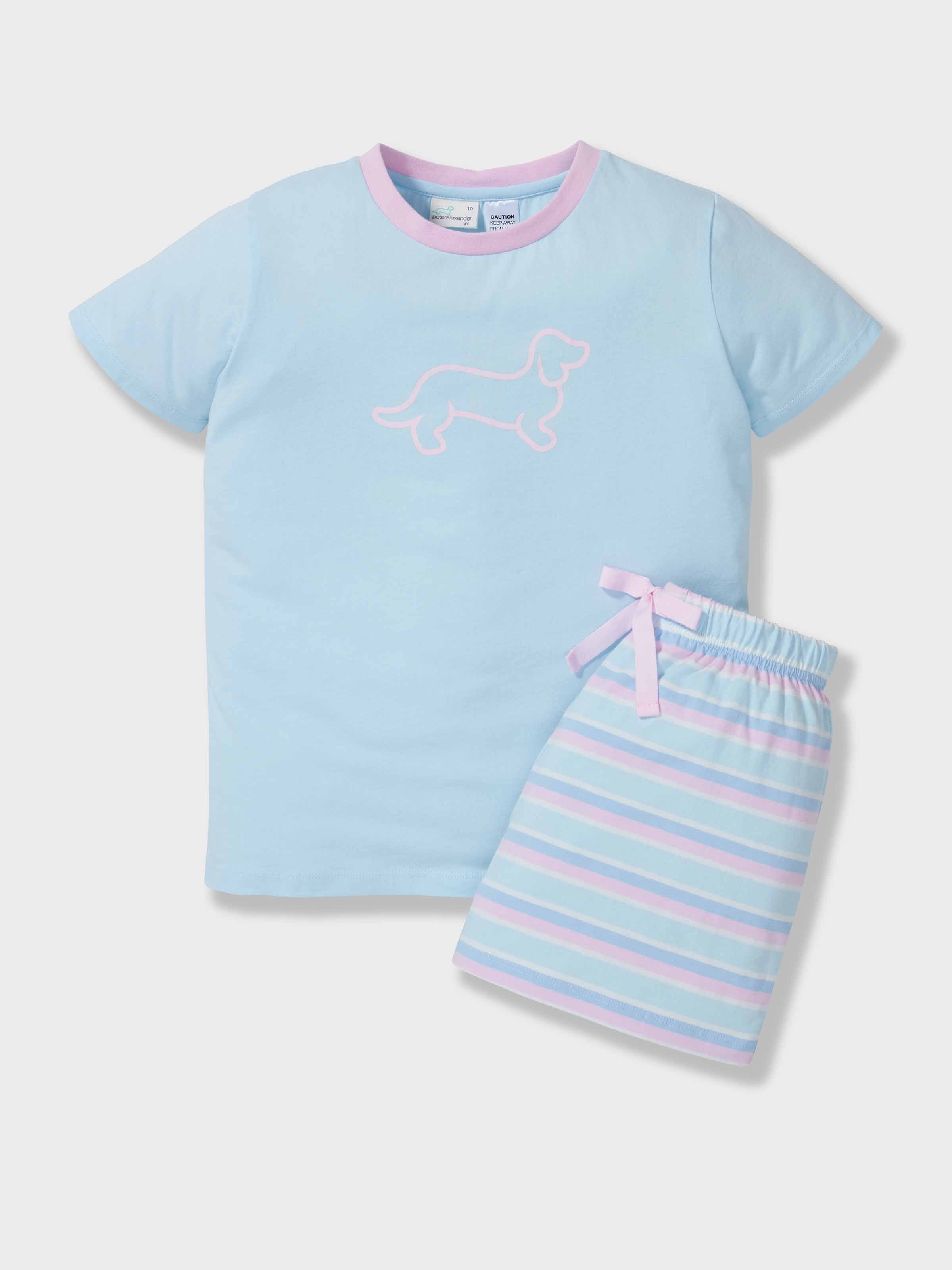 Girls Blue Stripes Short Pj Set