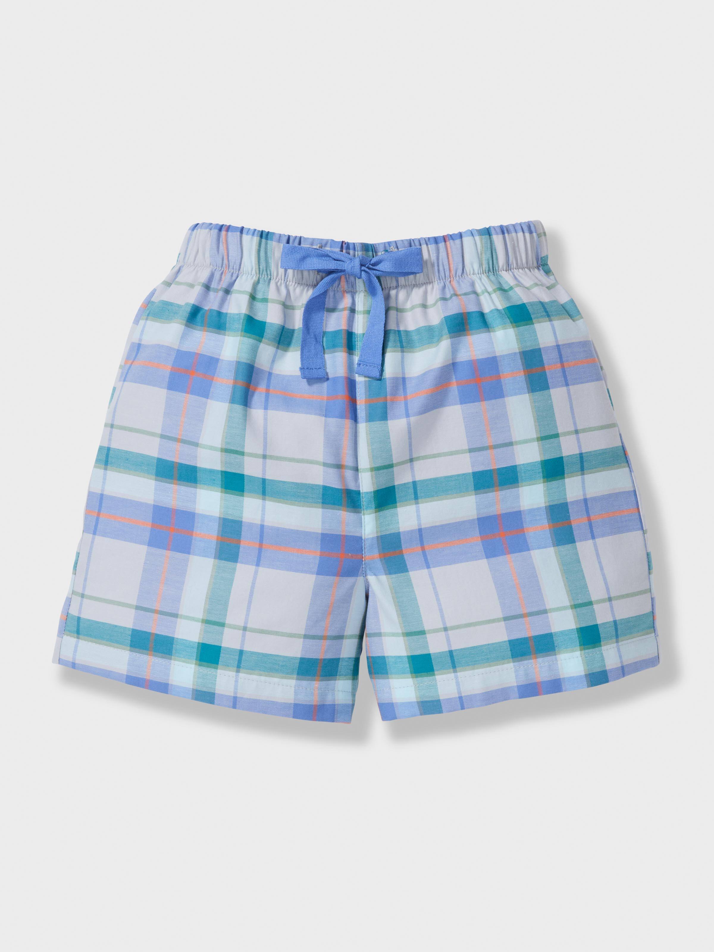 Jnr Boys Blue Check Short Pj Set