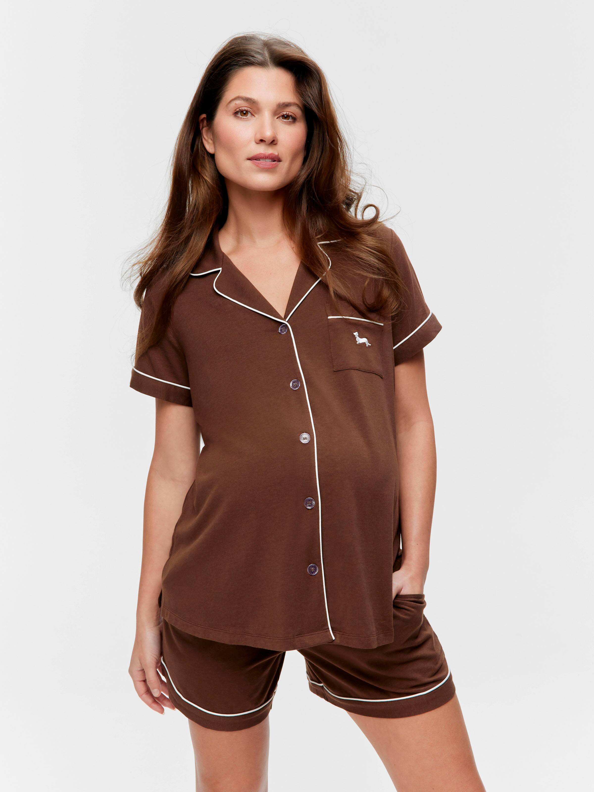 Maternity Chocolate Bamboo Shortie Pj Set