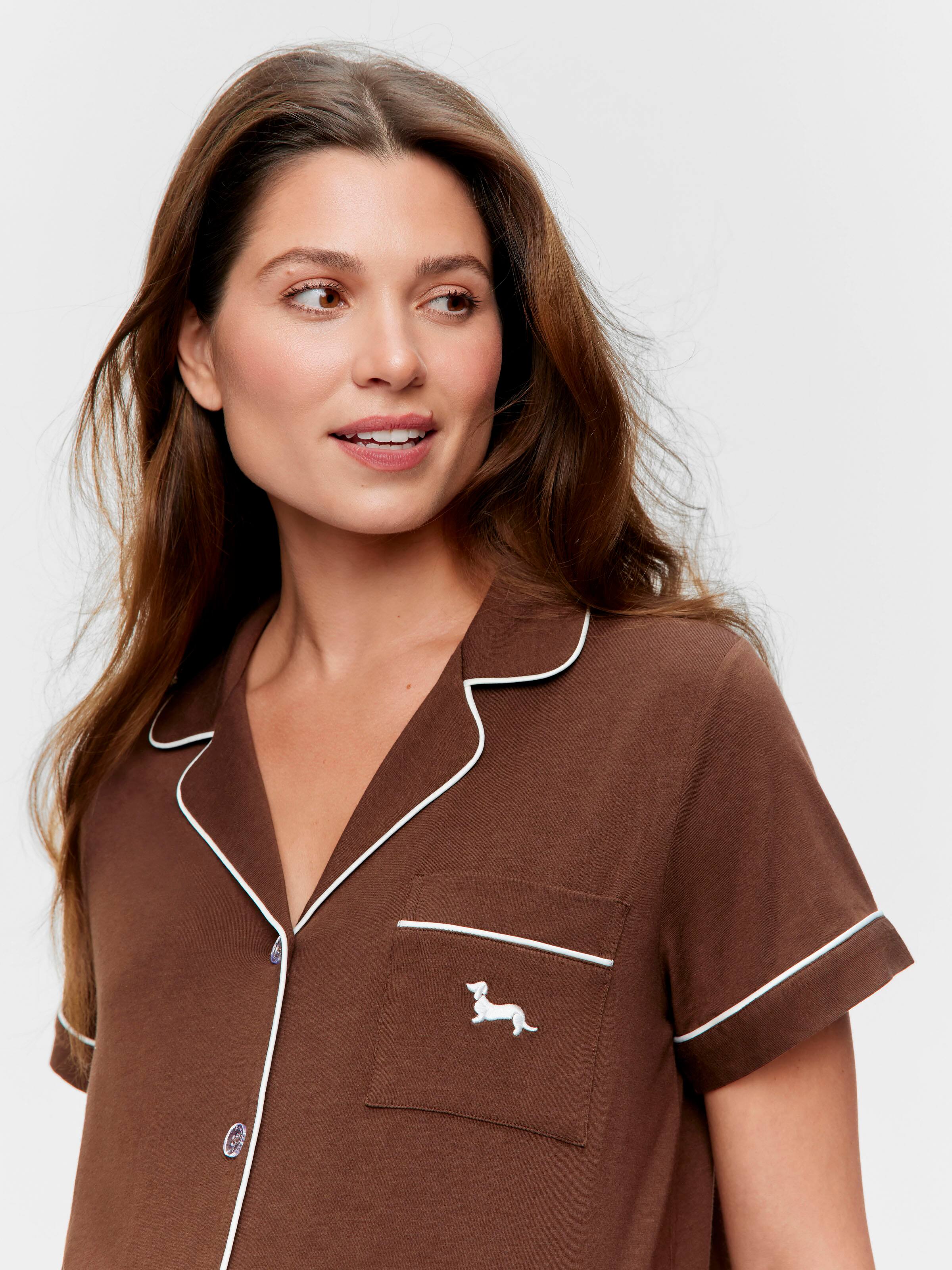 Maternity Chocolate Bamboo Shortie Pj Set