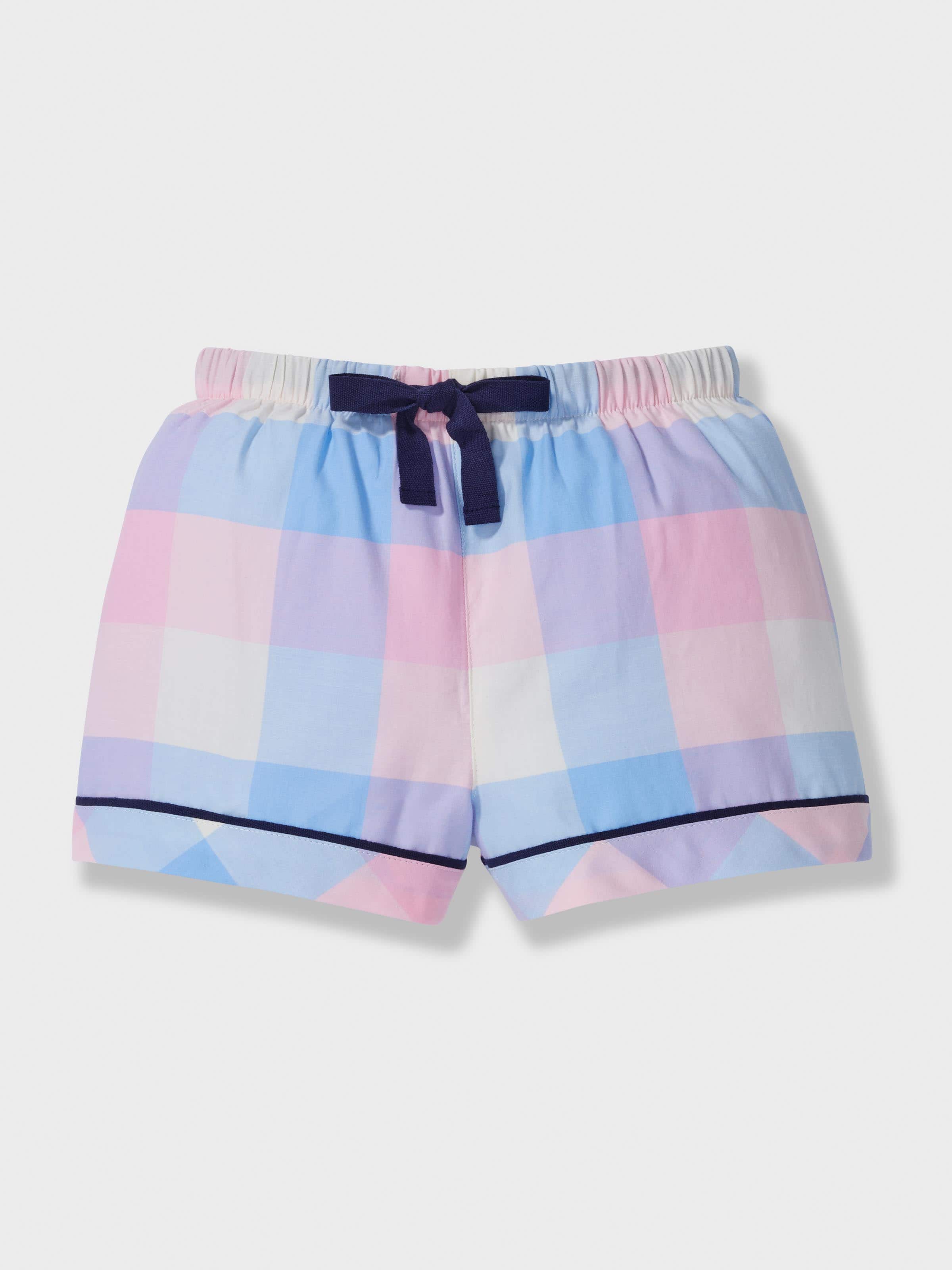 Jnr Girls Soft Check 100% Cotton Classic Shortie Pj Set