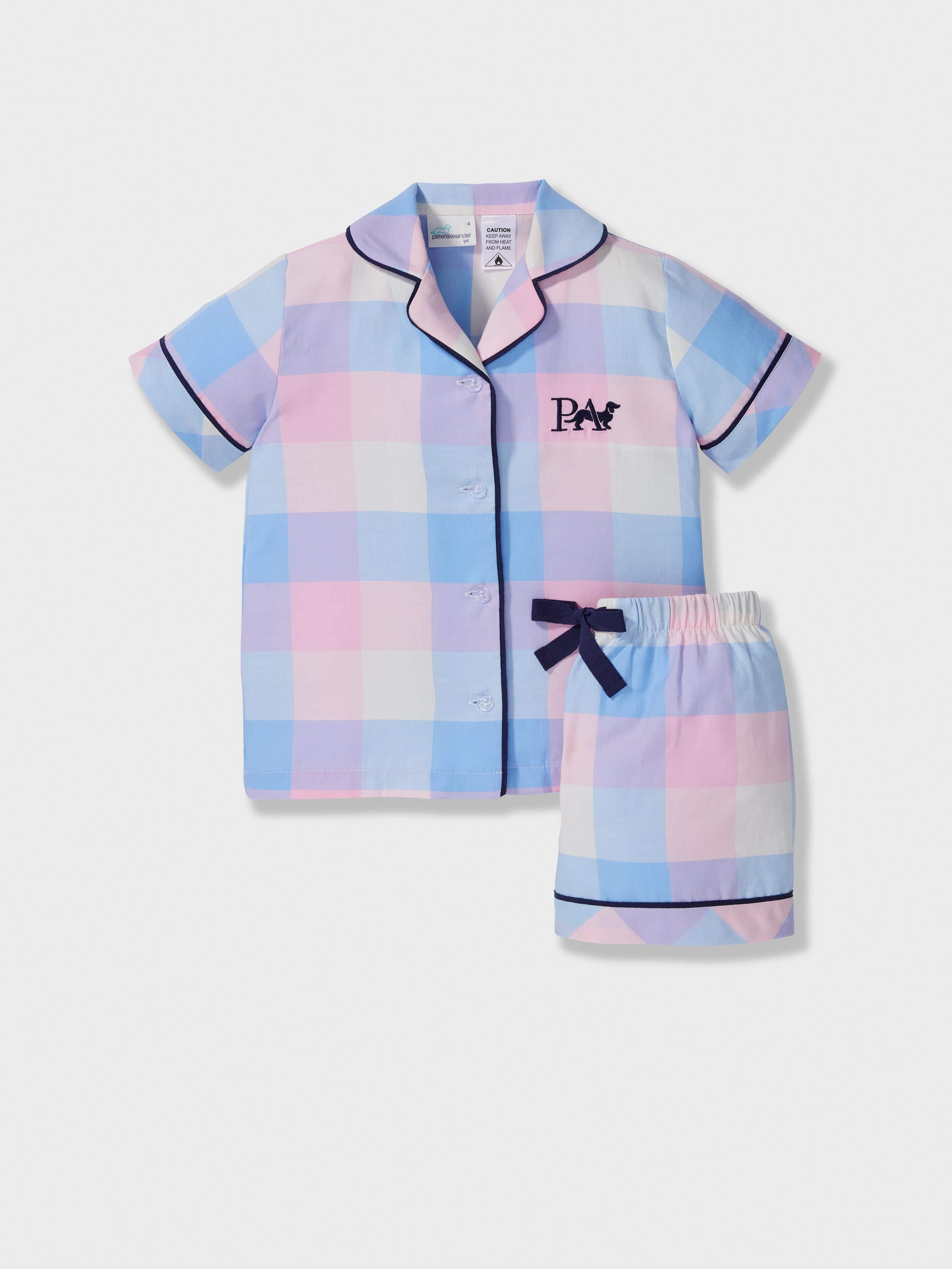 Jnr Girls Soft Check 100% Cotton Classic Shortie Pj Set