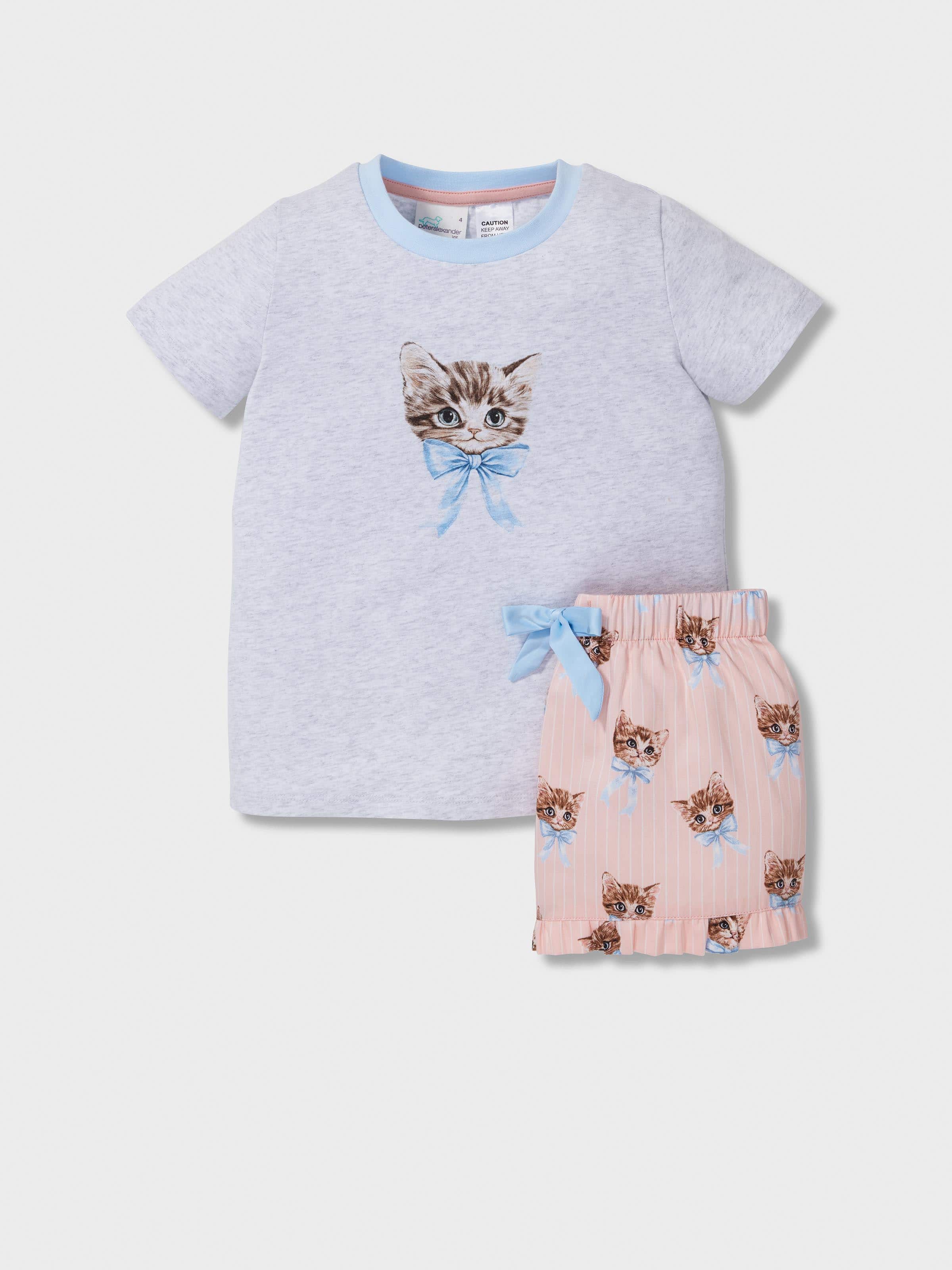 Jnr Girls Vintage Cat Short Pj Set