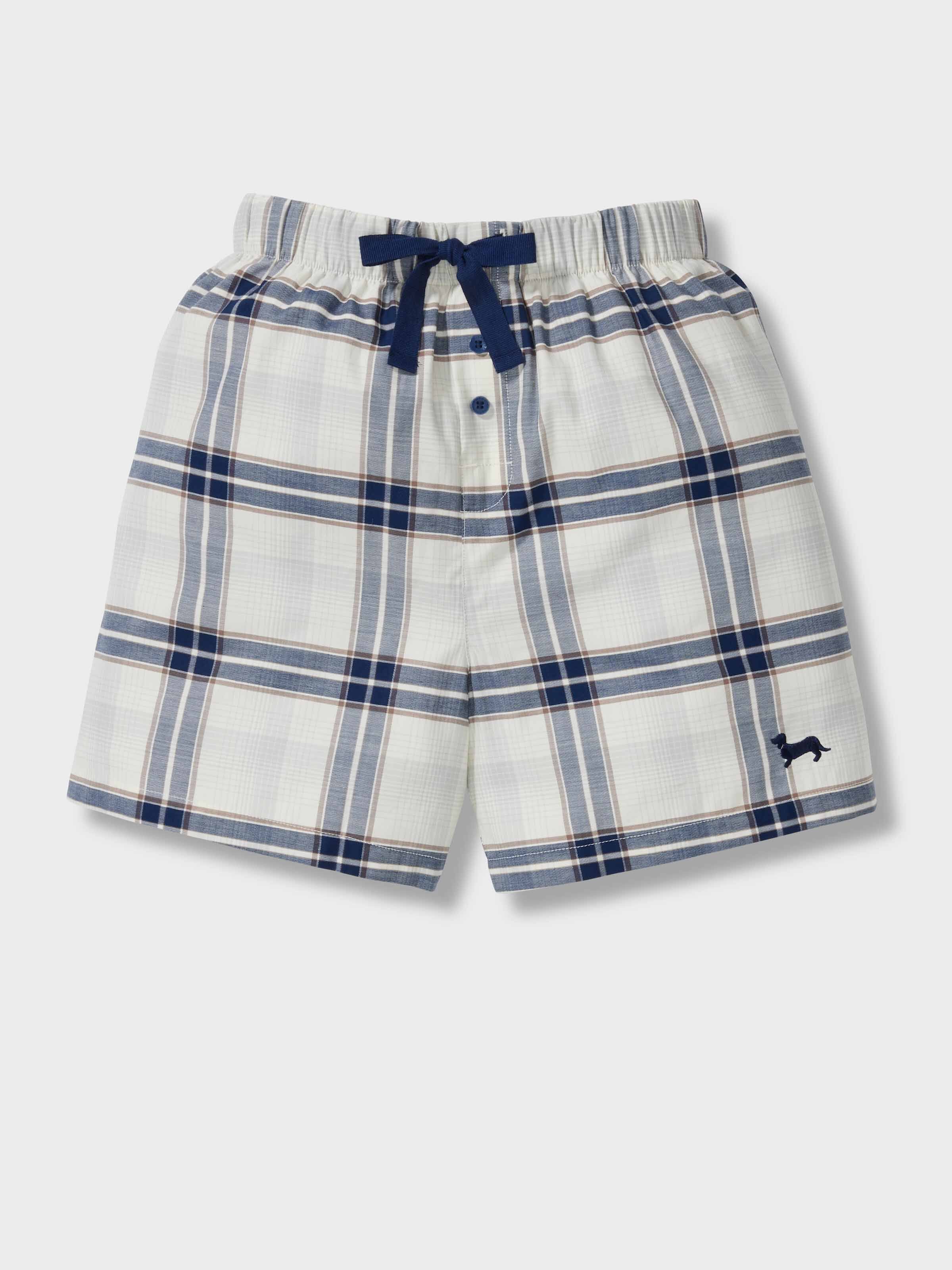 Boys Cream Check 100% Cotton Pj Short