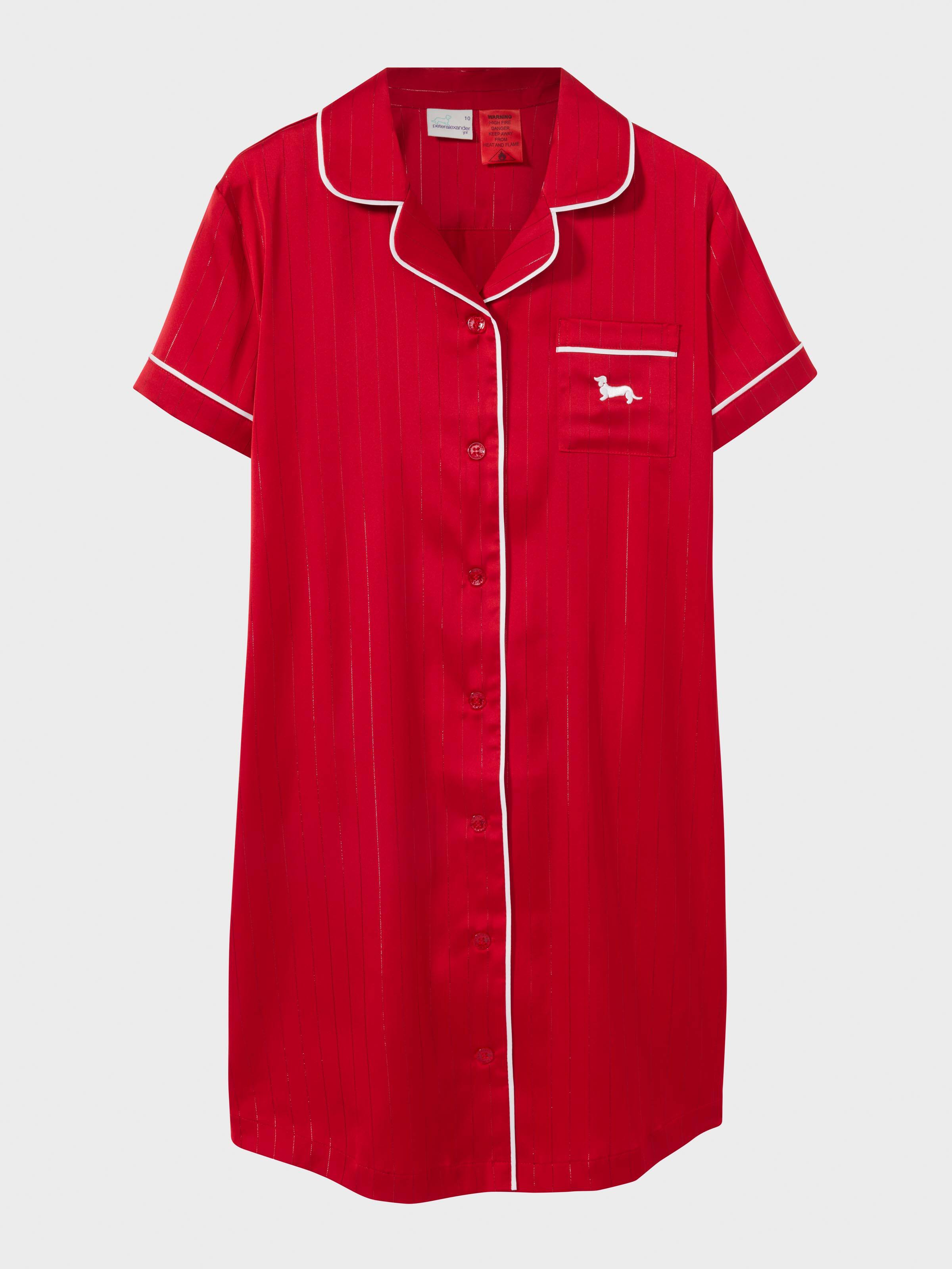 Girls Red Lurex Satin Nightshirt