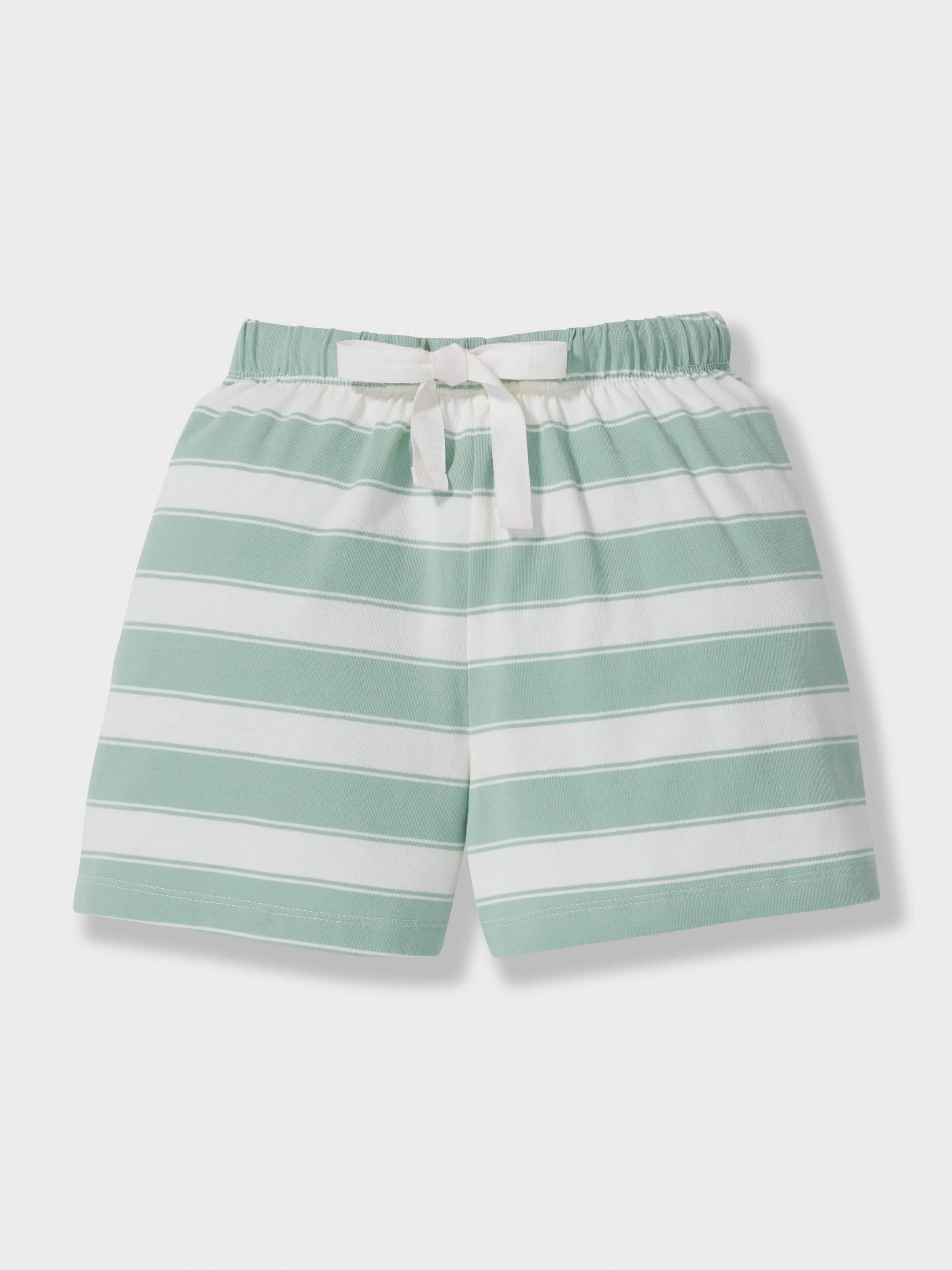 Junior Boys Heritage Green Stripe Short Pj Set