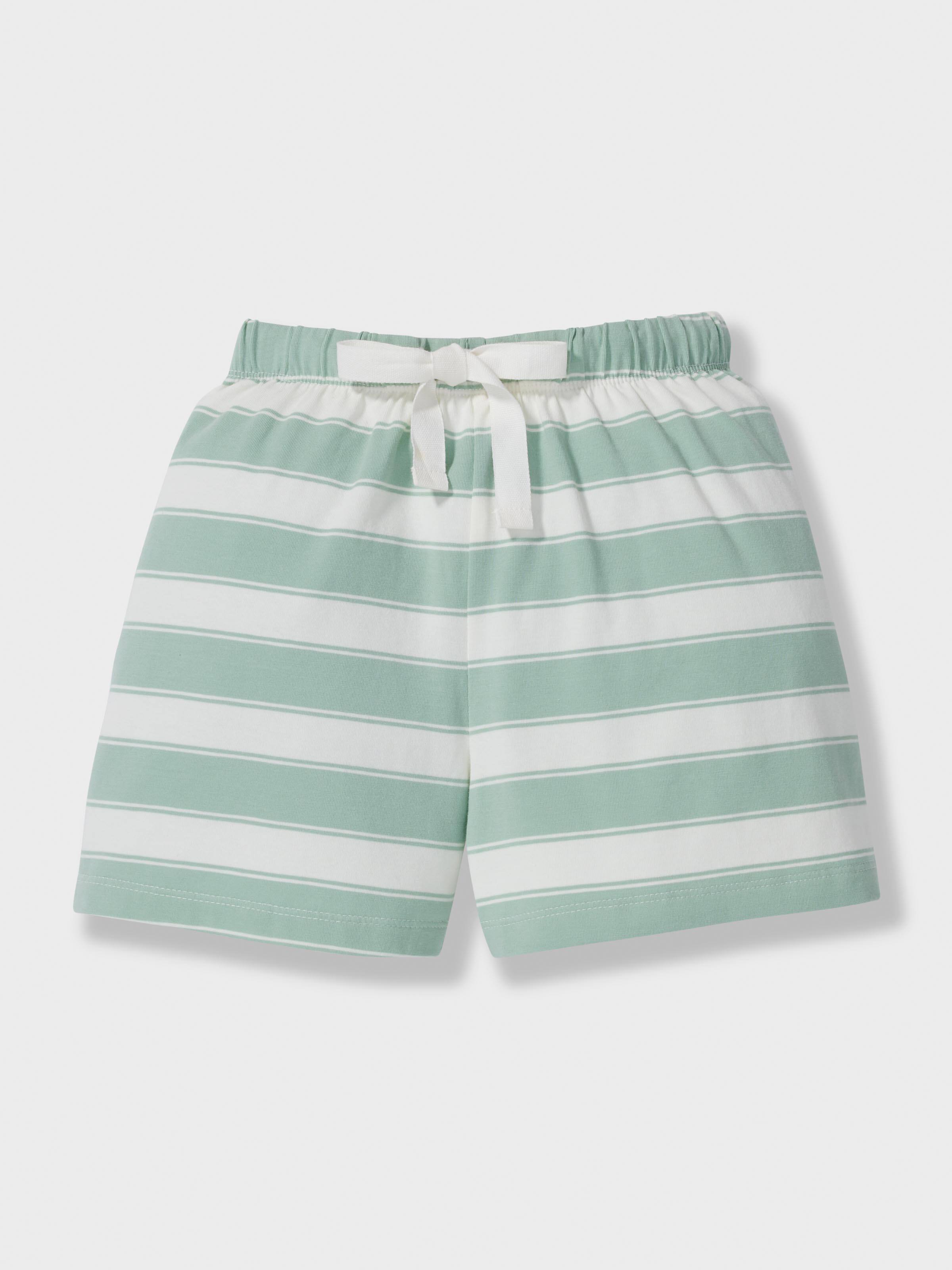 Jnr Boys Heritage Green Stripe Short Pj Set