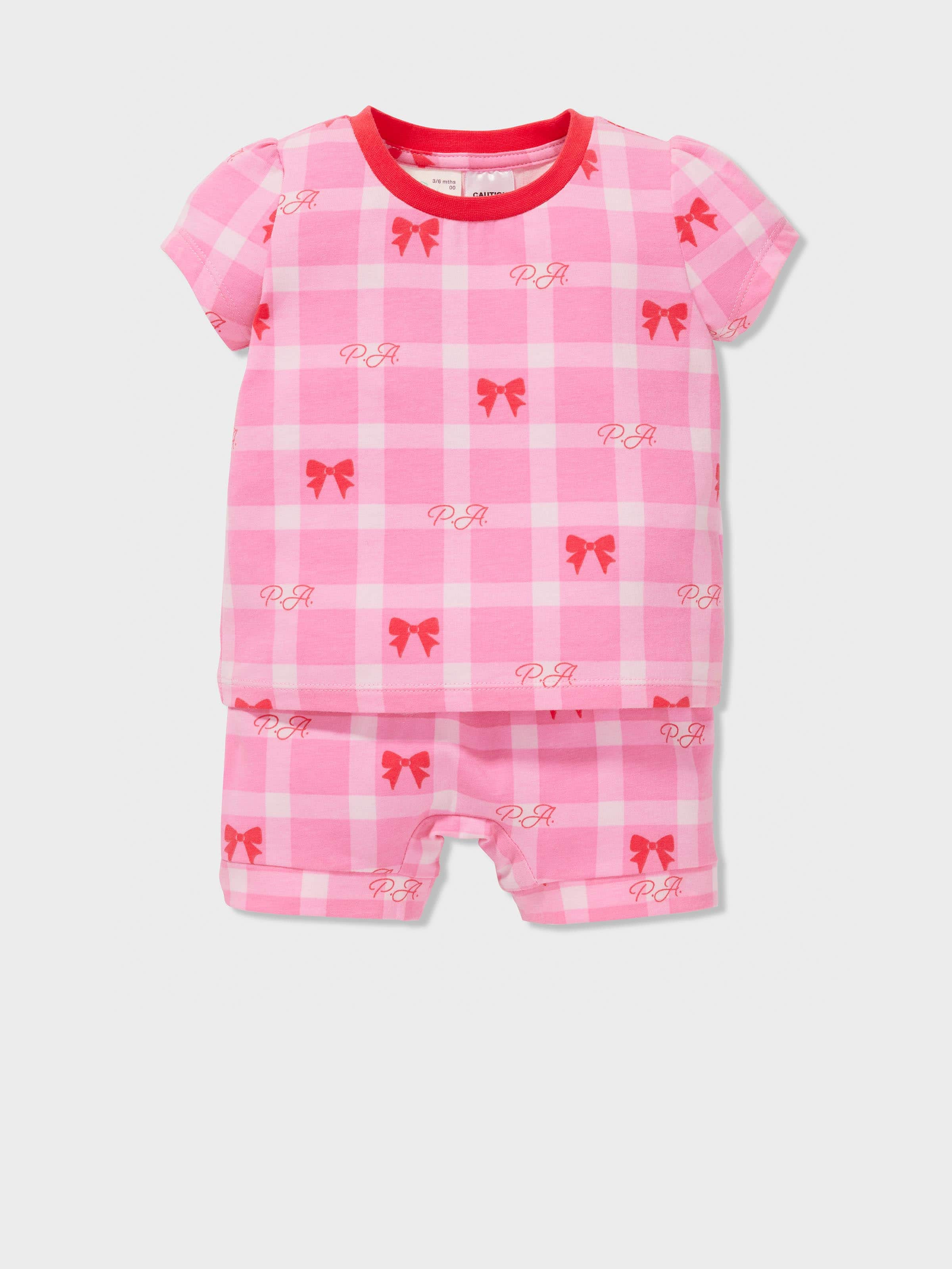 Baby Girl Gingham Ribbon Short Pj Set