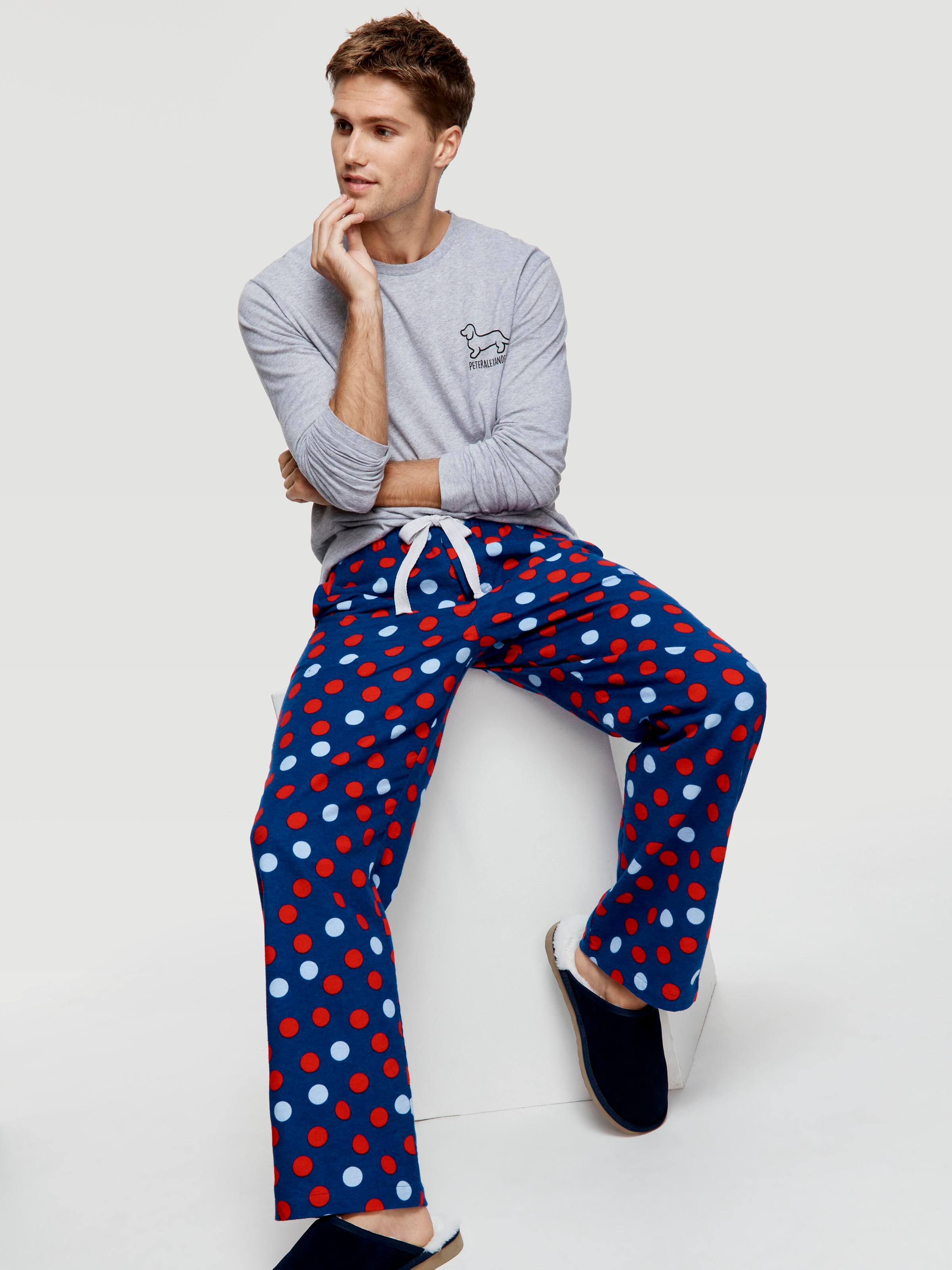 Spotty Classic Flannelette Pj Pant Navy 