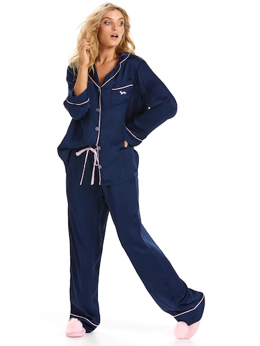 Chic Poly Satin Classic Navy Pj Set