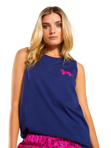 Navy Contrast Shelf Bra Tank